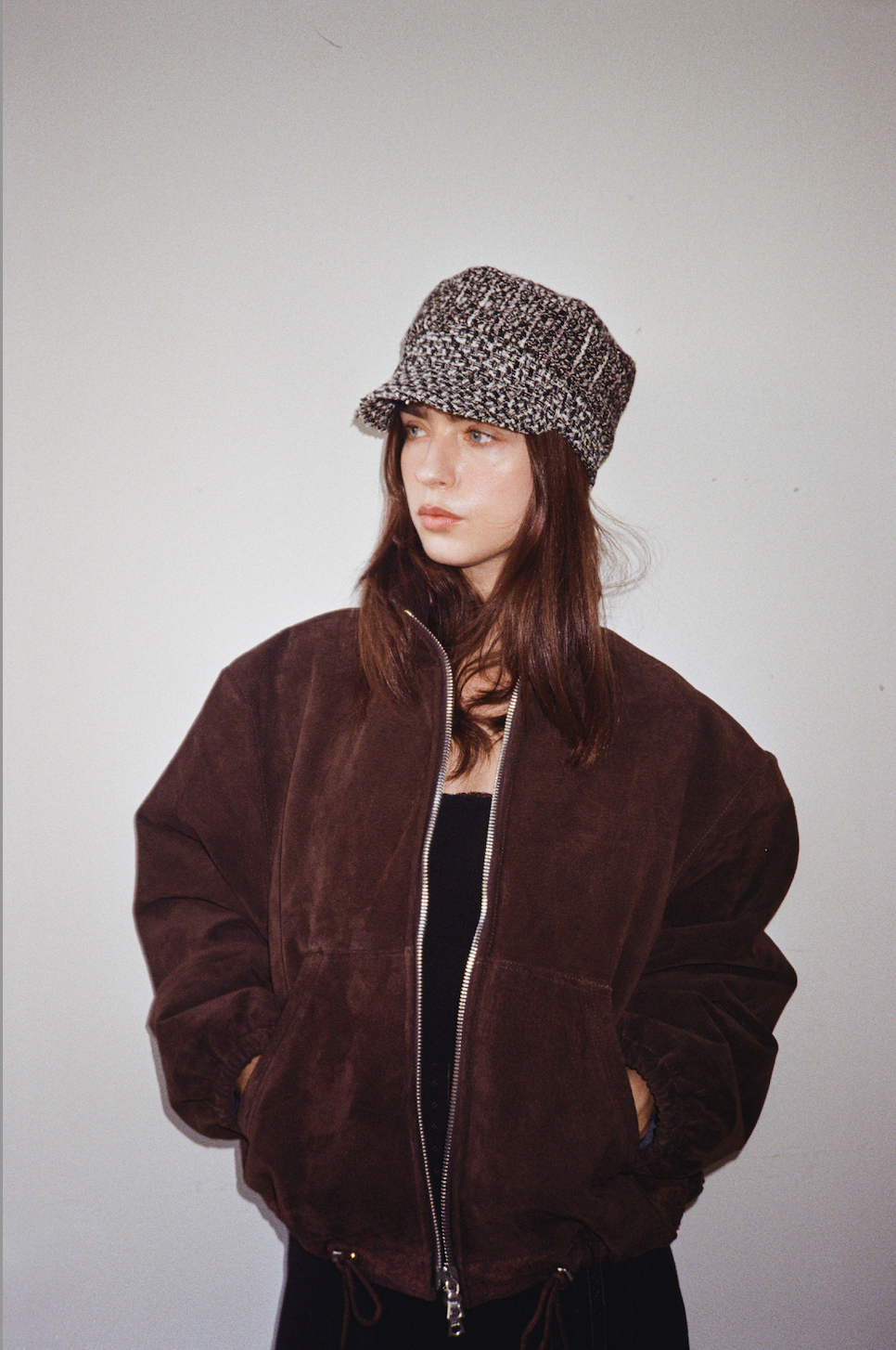 city cap in salt and peper bouclé
