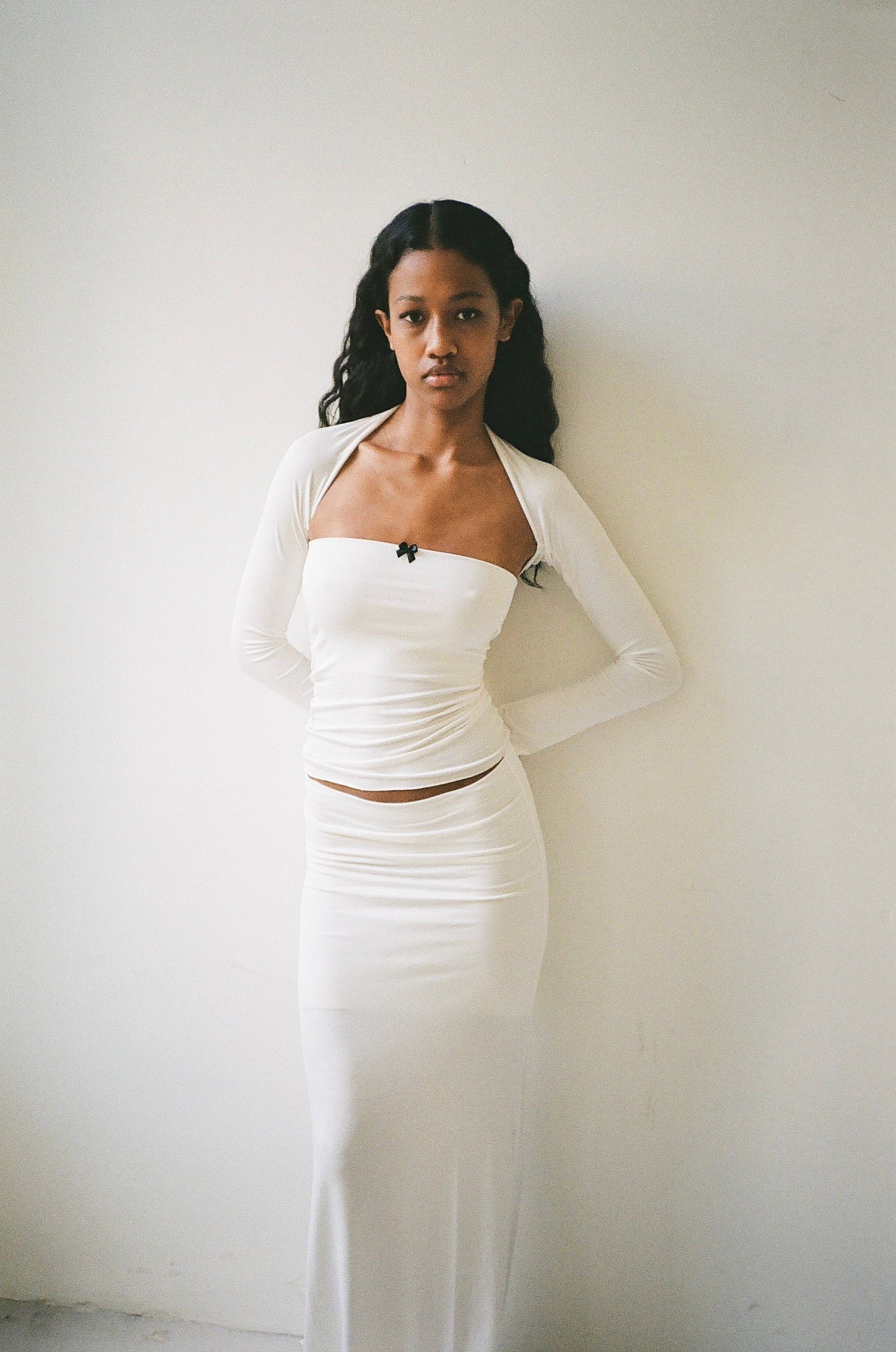 2-piece top in viscose, ivory
