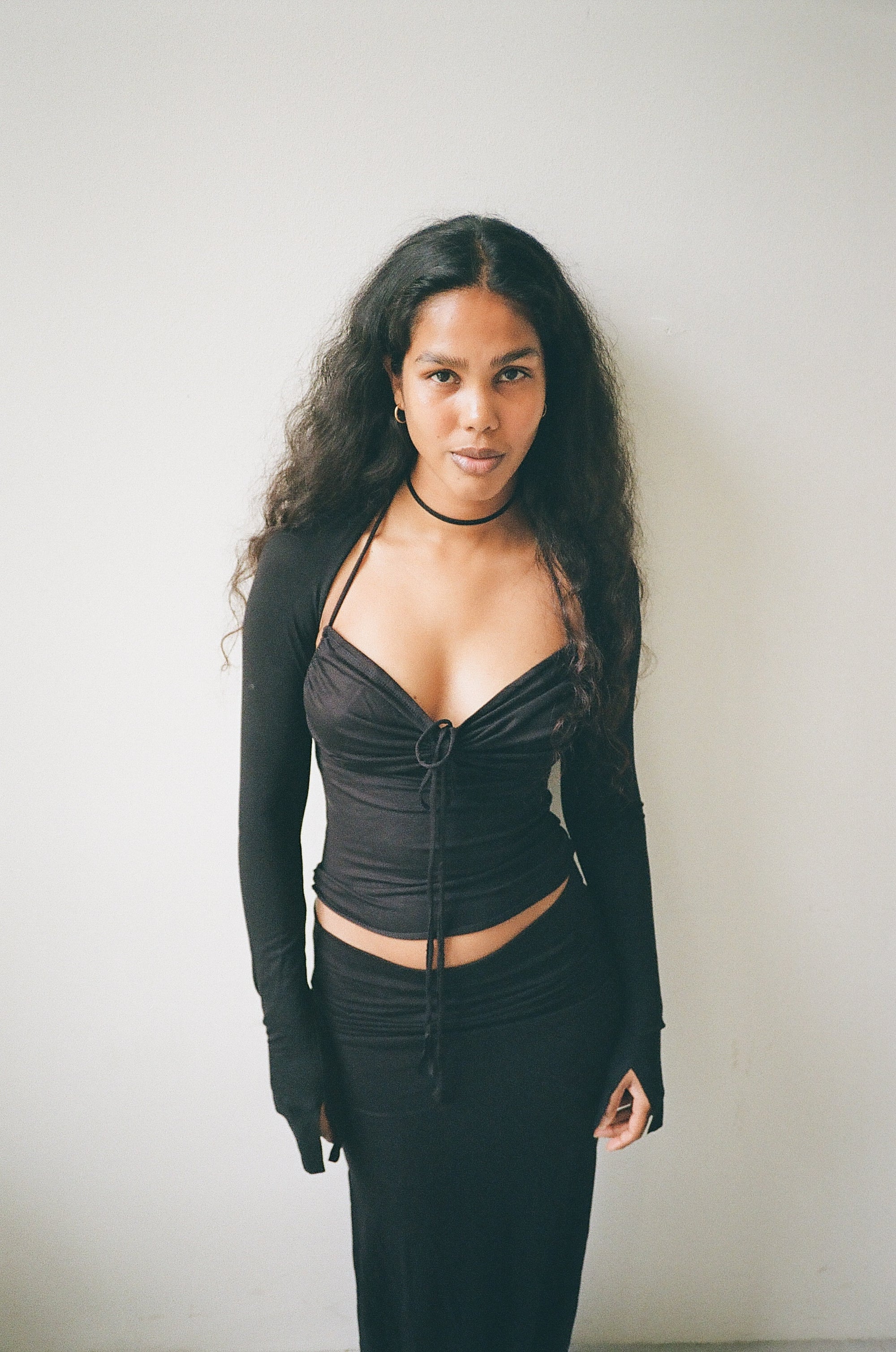 Bustier top in viscose, black