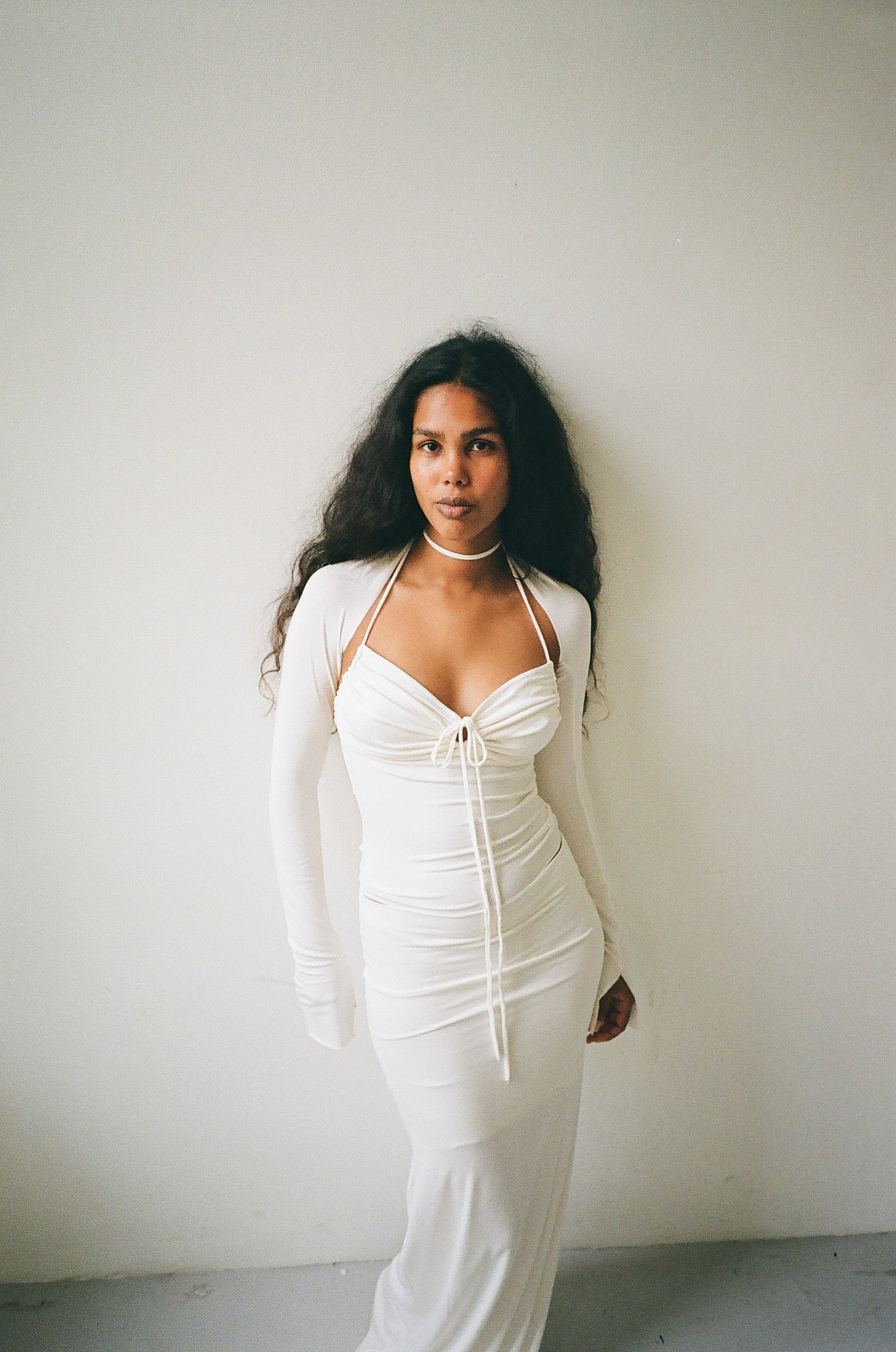 Bustier top in viscose, ivory
