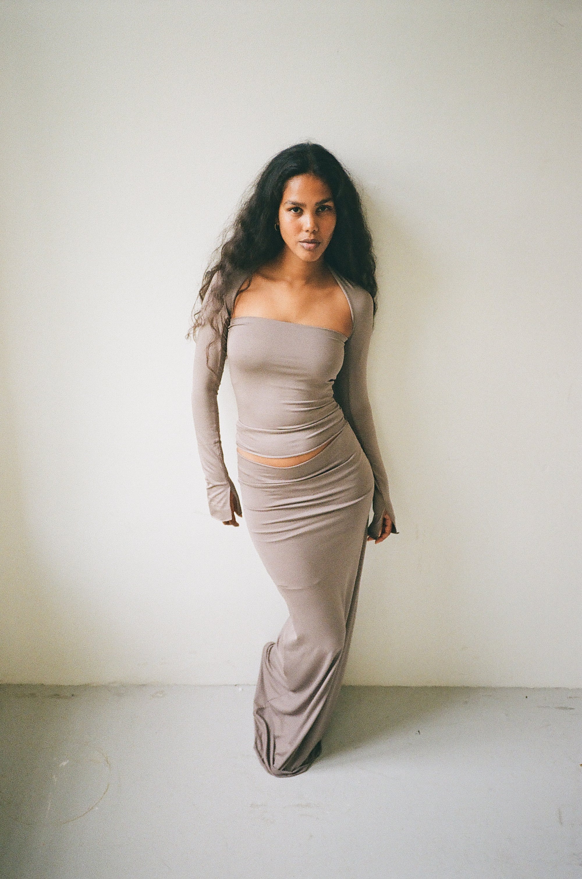 Skirt in viscose, grey