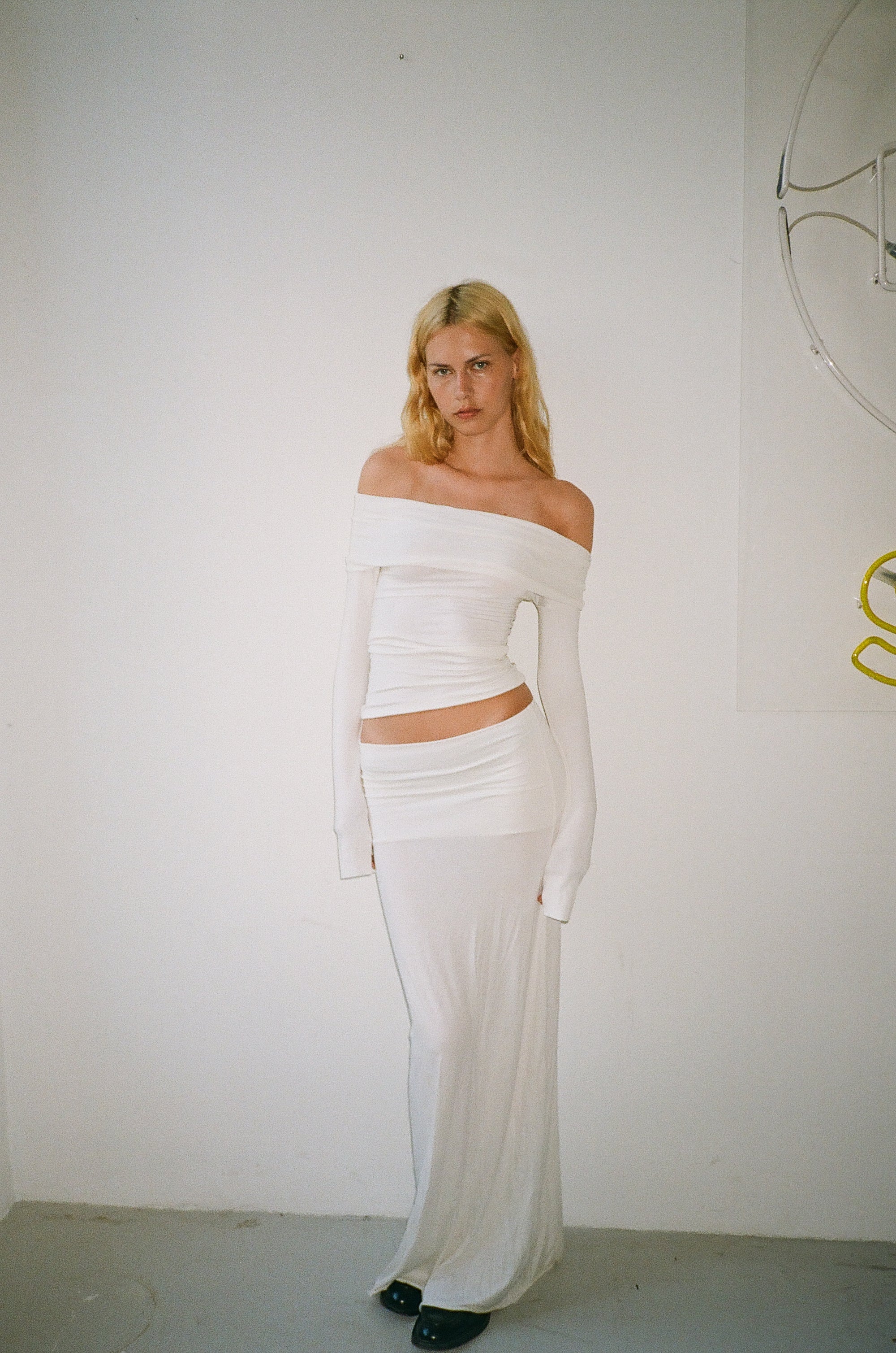 Skirt in viscose, ivory