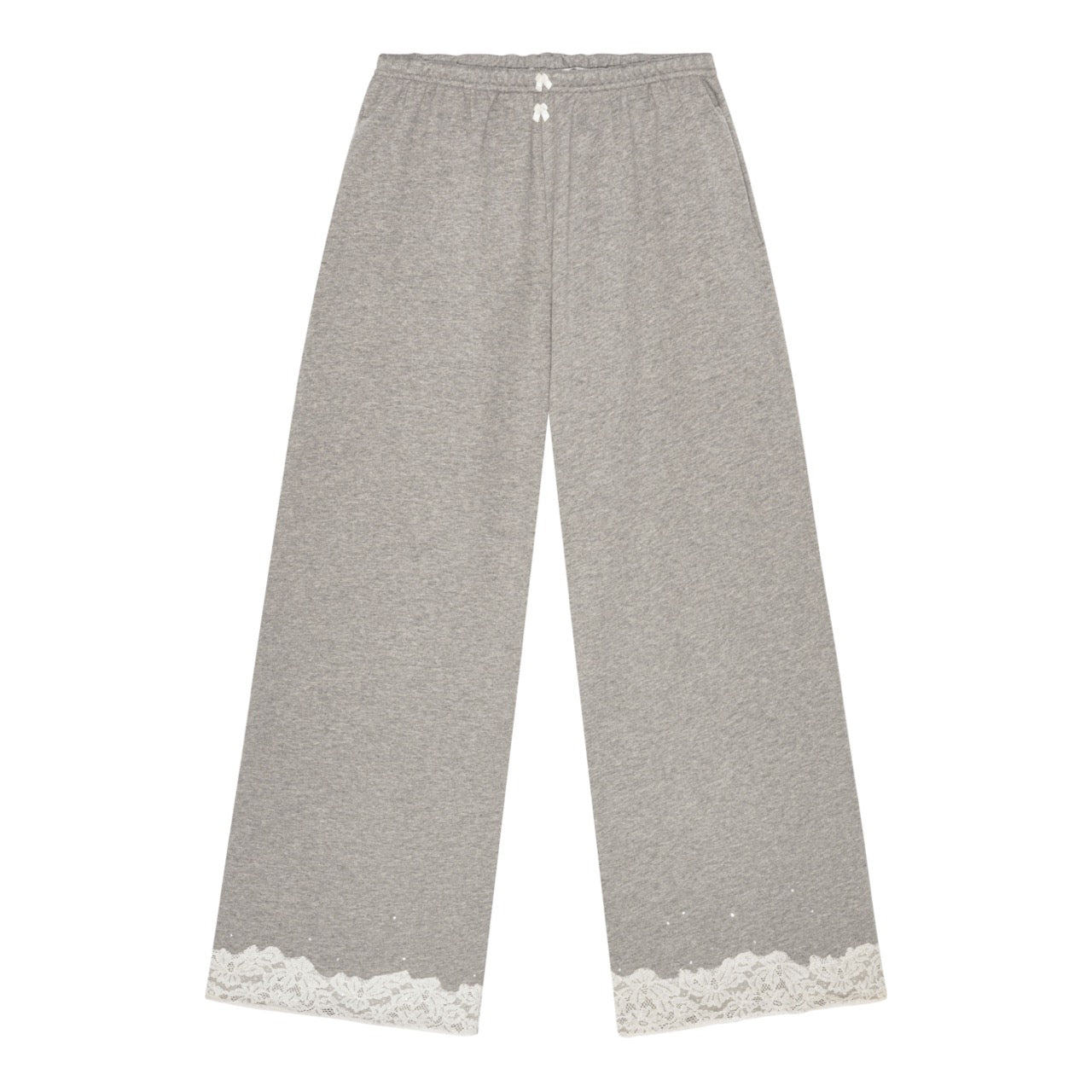 Lace sweatpants in cotton, light grey melange