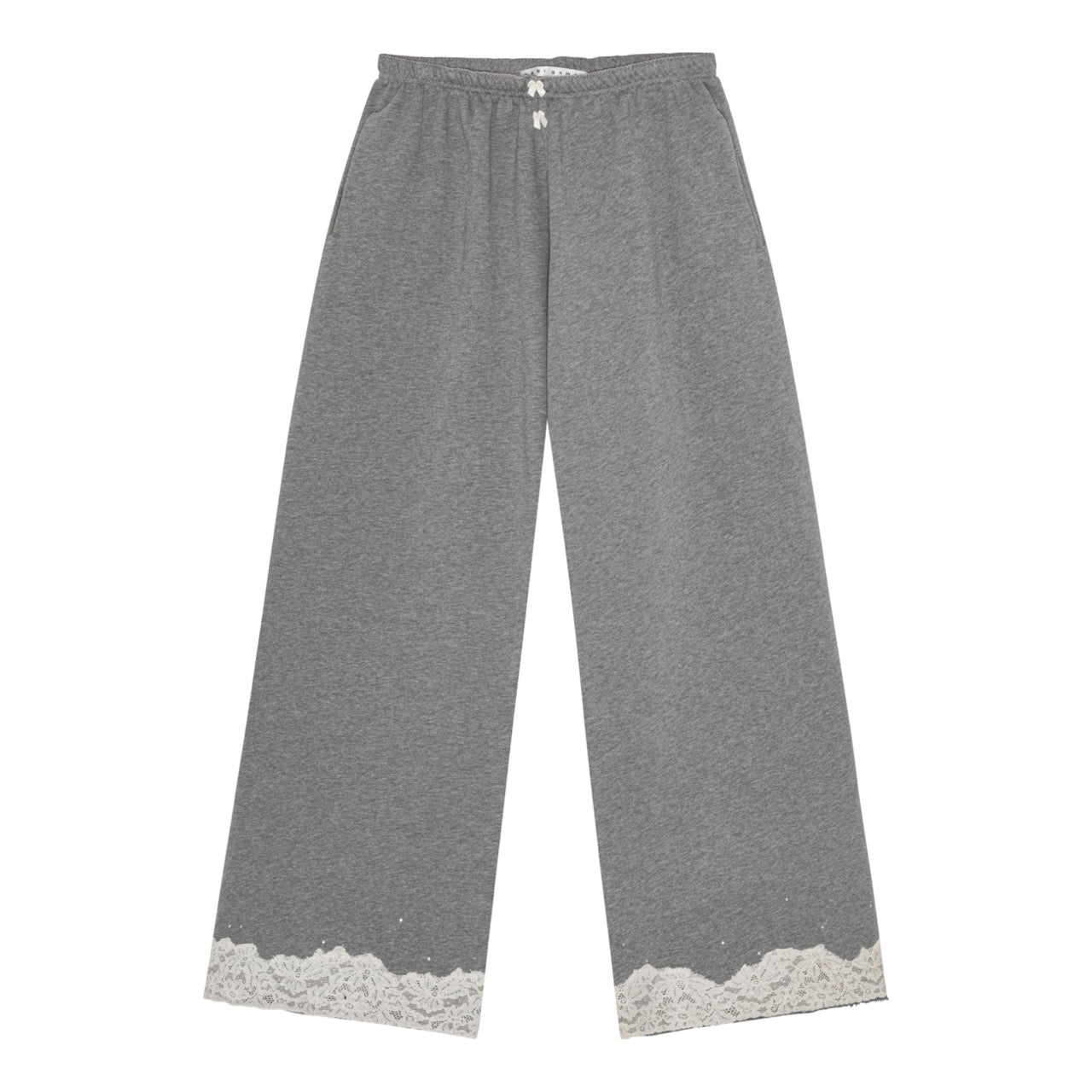 Lace sweatpants in cotton, dark grey melange
