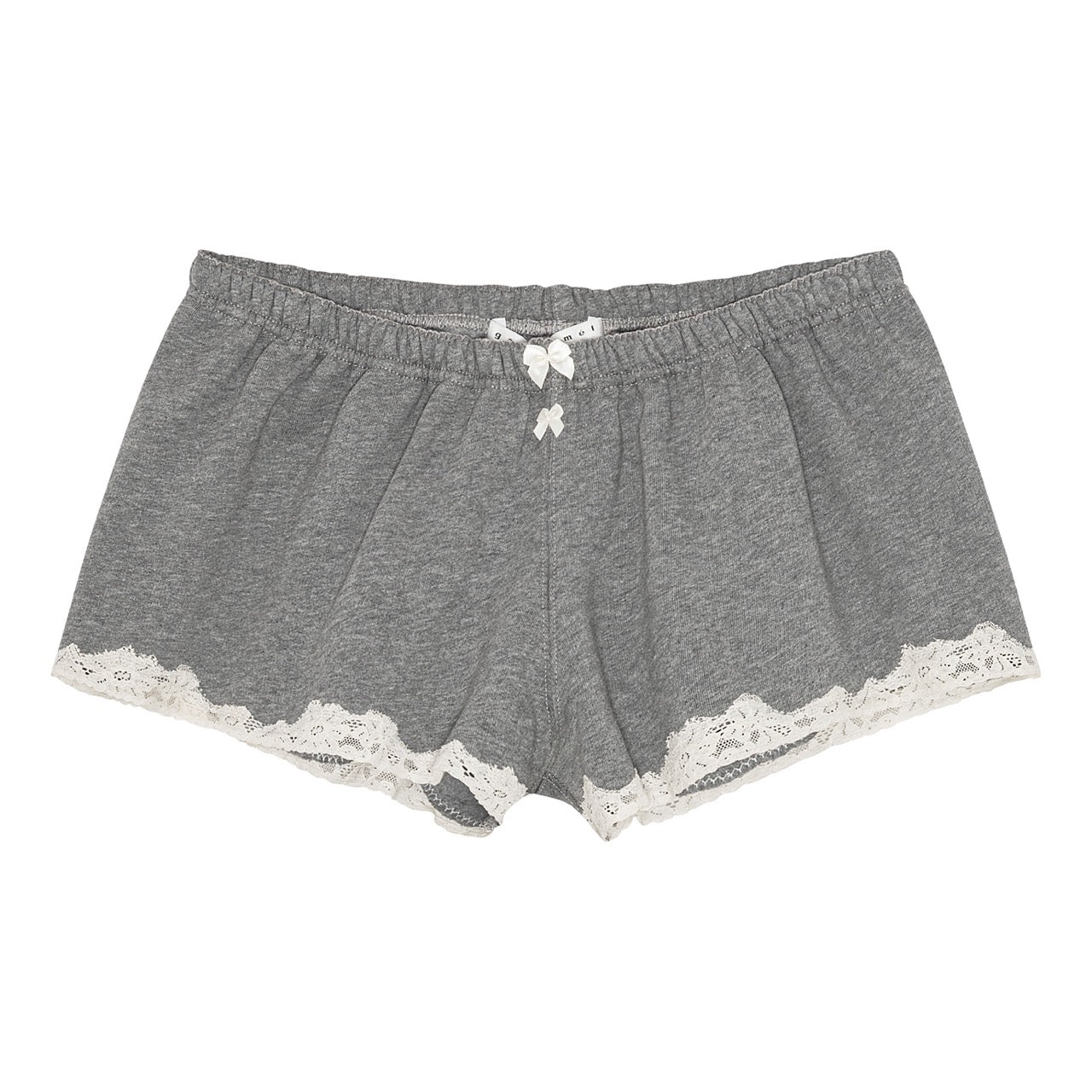Lace sweat shorts in cotton, dark grey melange
