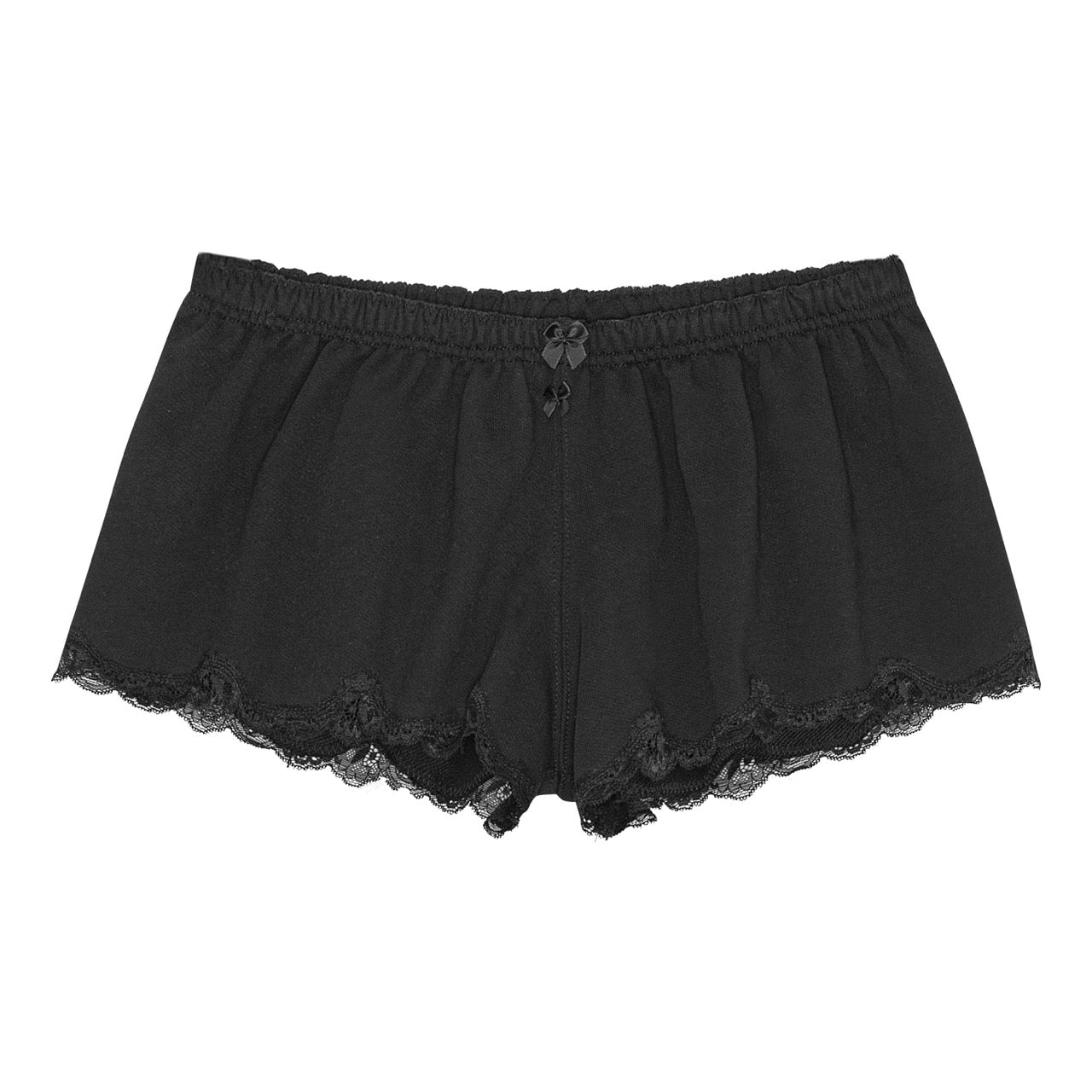 Lace mini sweat shorts in cotton, black