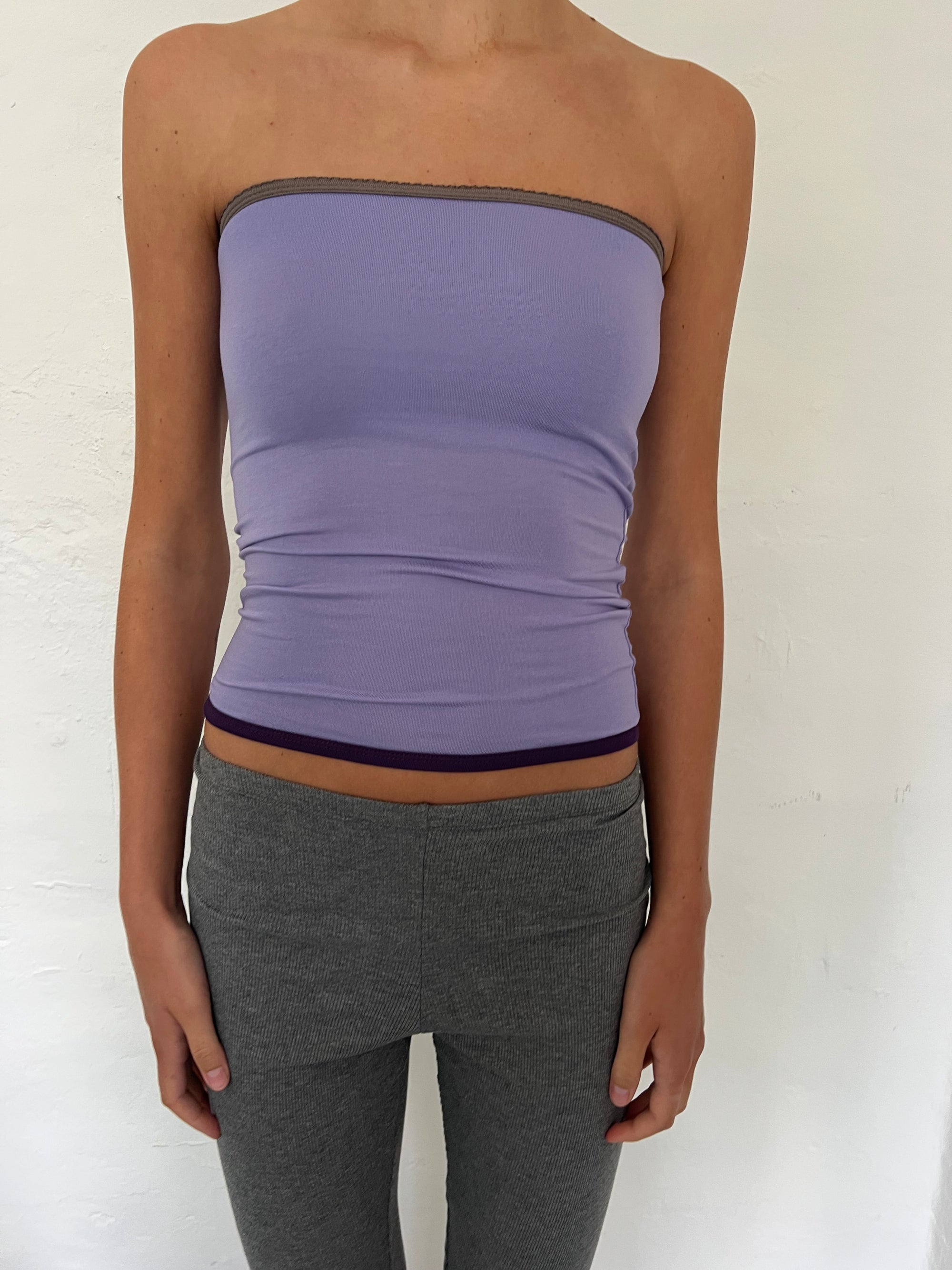 Bandeau top in viscose, picoeta grey/lilac/lila
