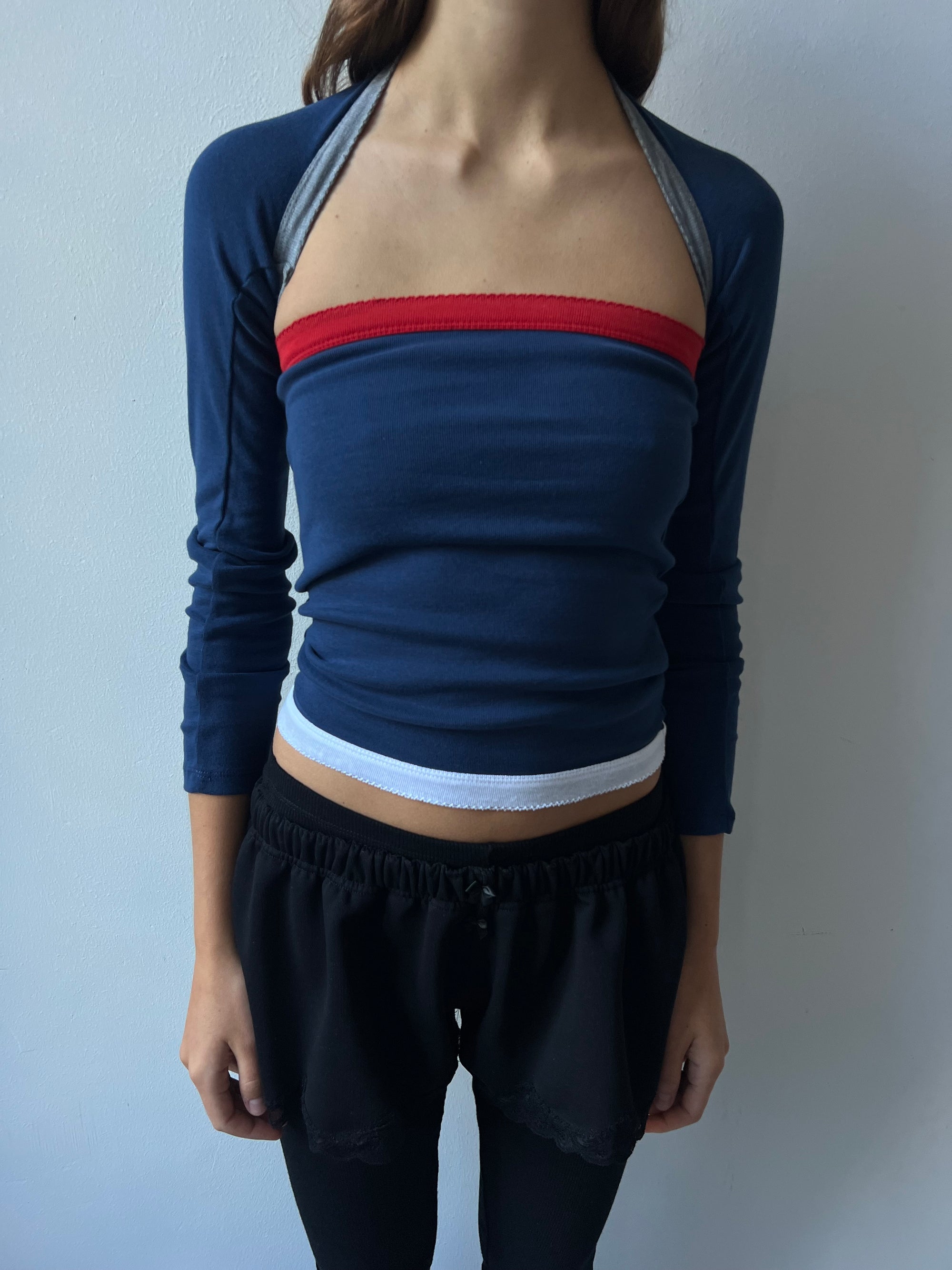 2-piece top in cotton, picoeta red/navy/white/grey