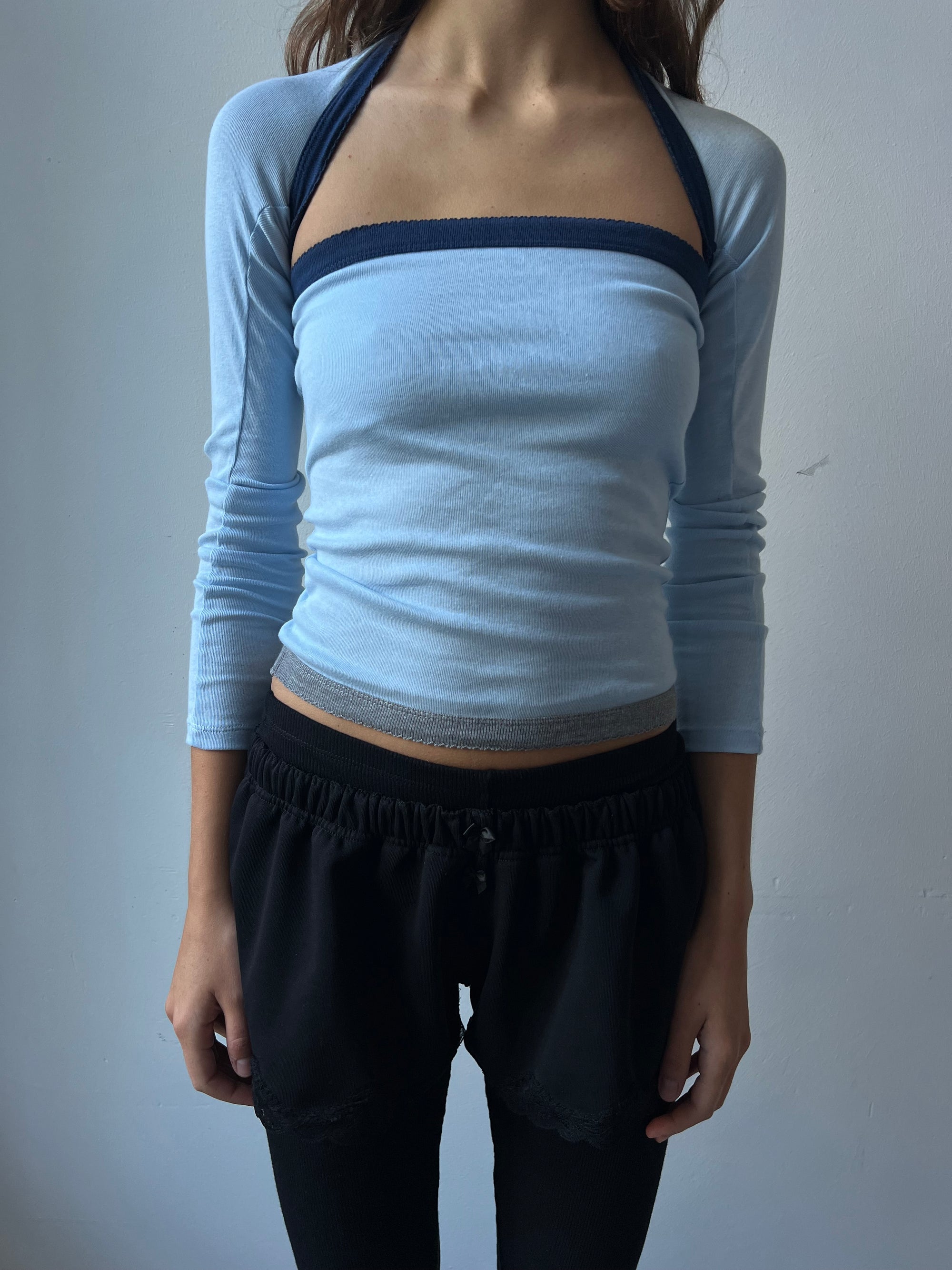 2-piece top in cotton, picoeta navy/blue/grey