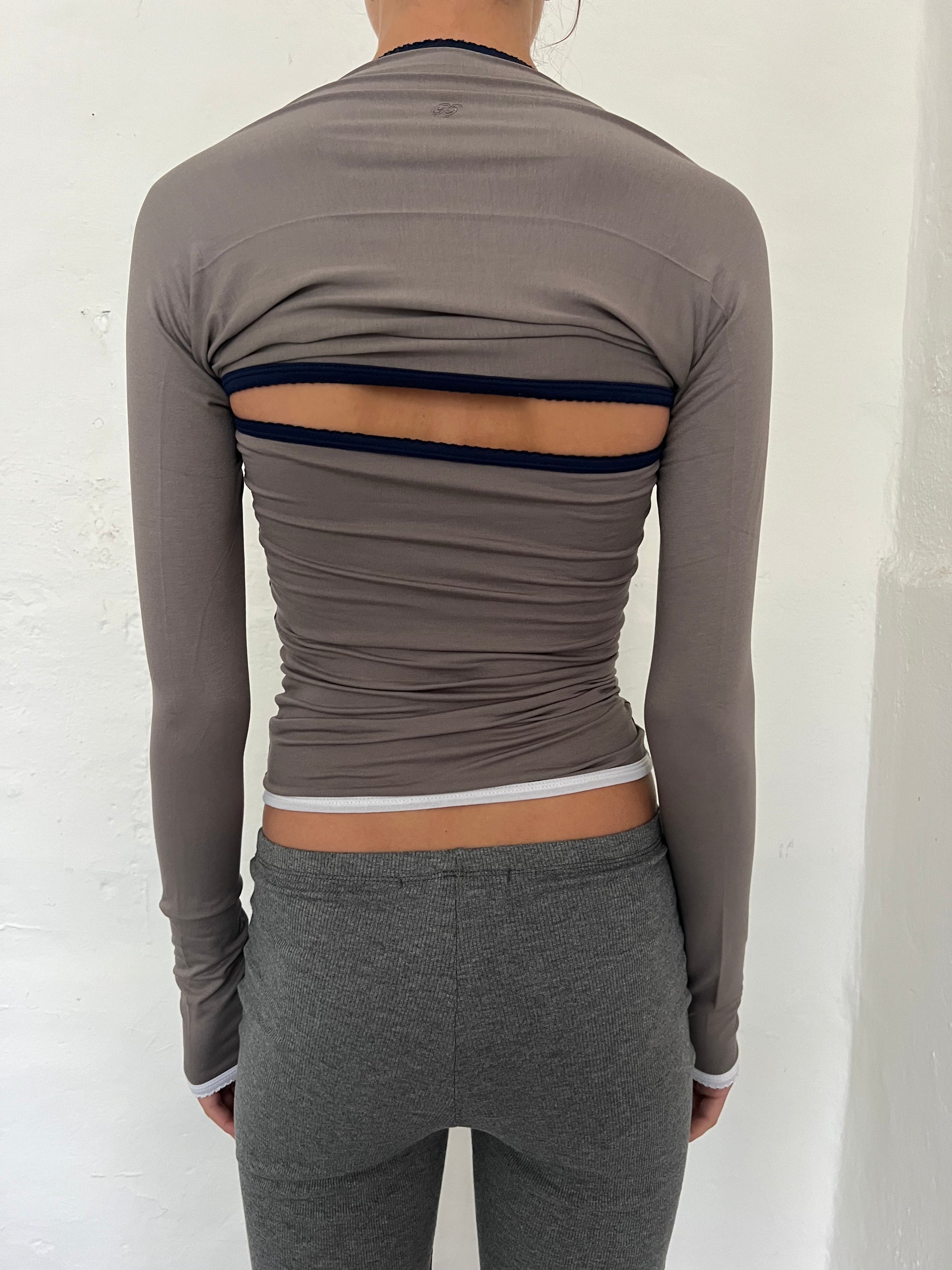 2-piece top in viscose, picoeta navy/grey/ivory