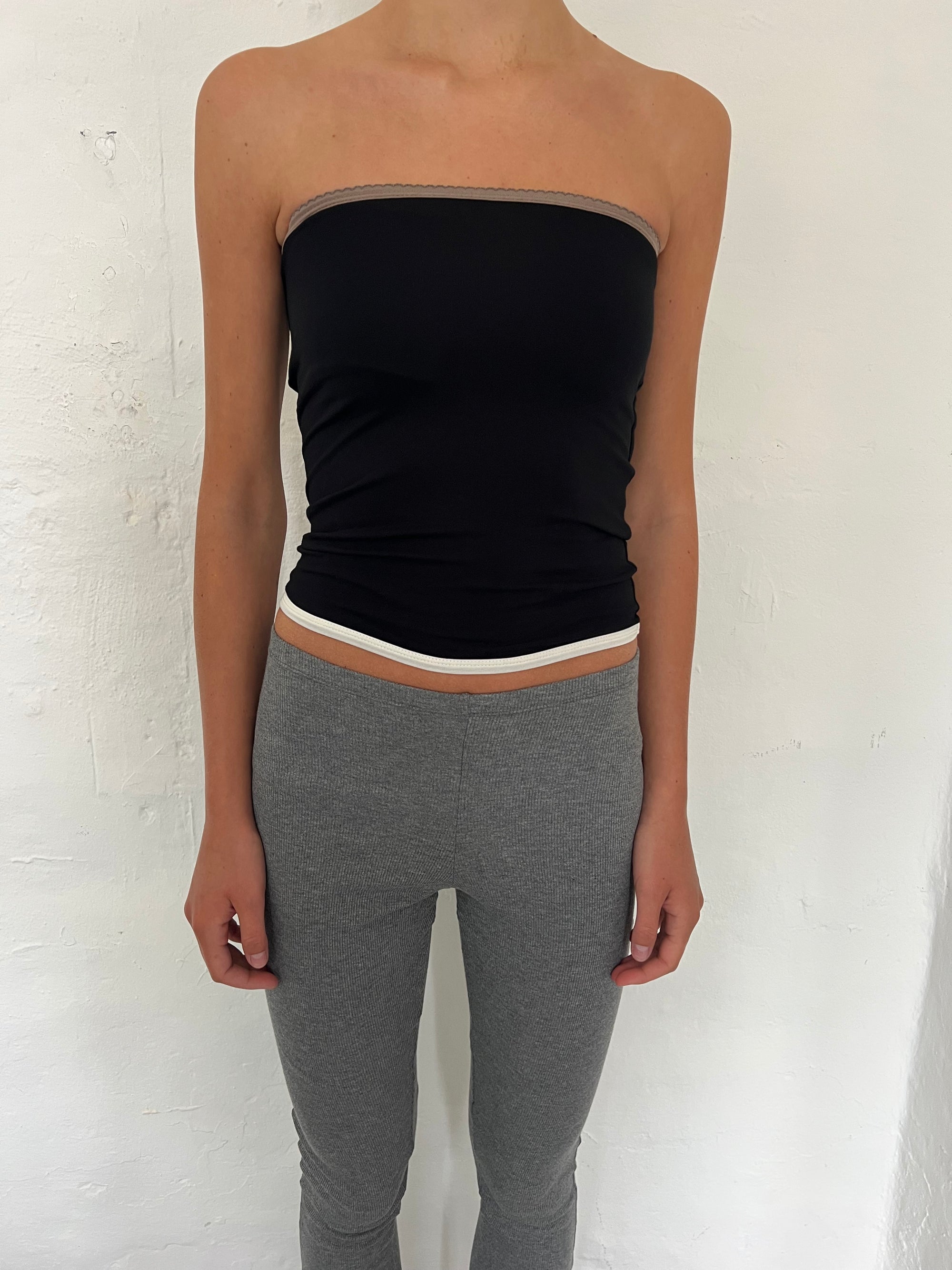 2-piece top in viscose, picoeta café/black/ivory