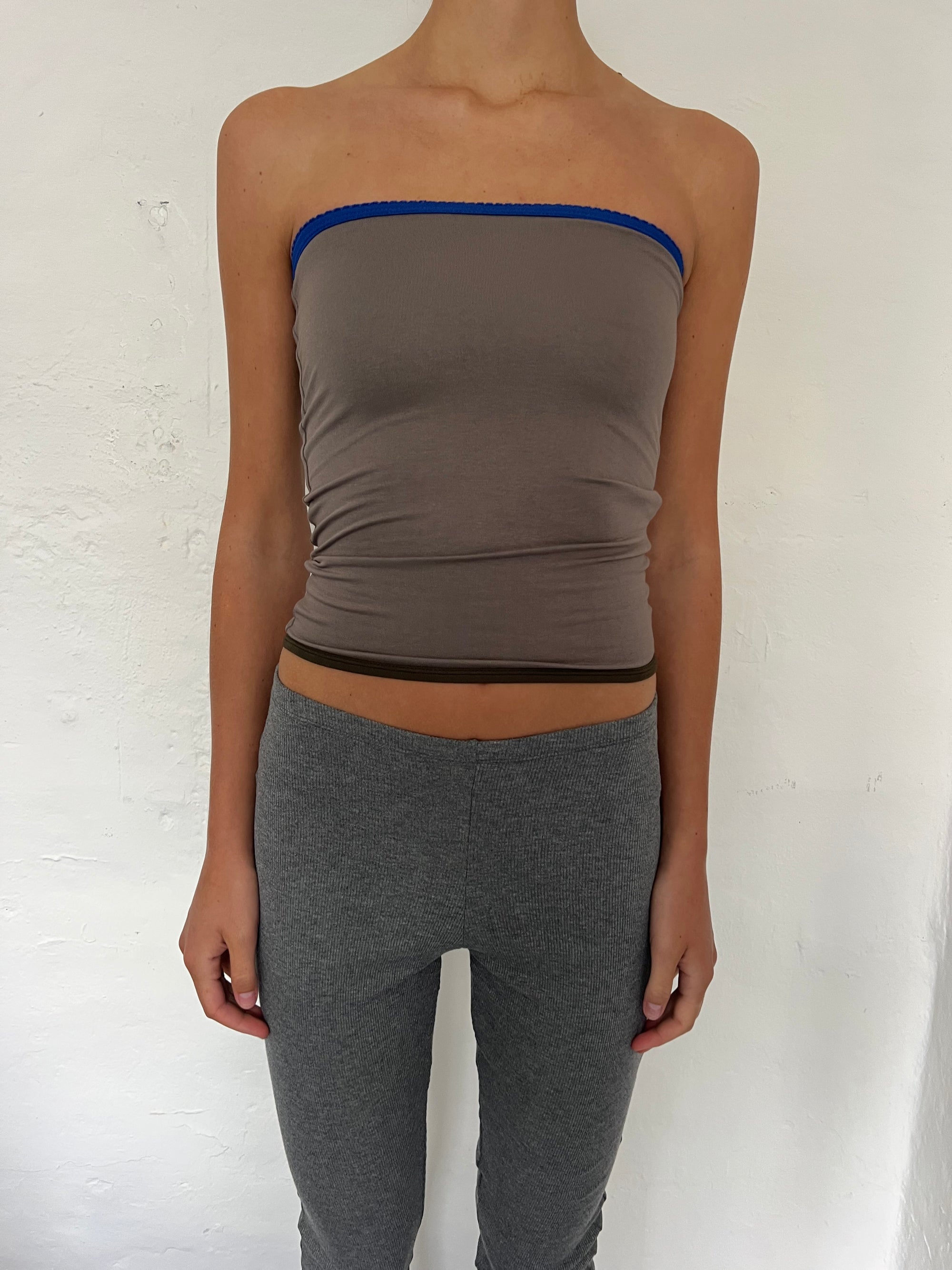 Bandeau top in viscose, picoeta electric/beieggrey/brown