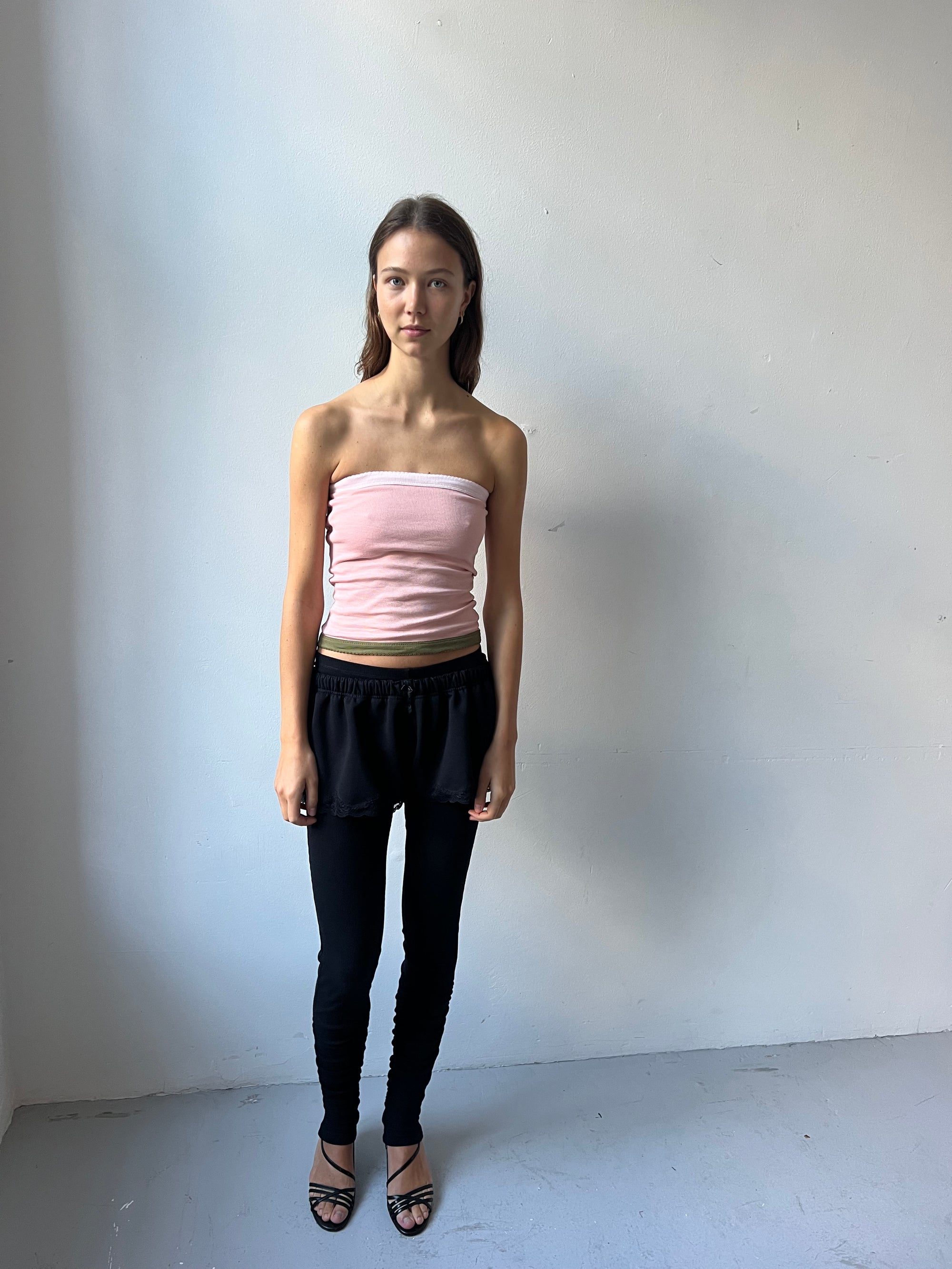 Bandeau top in cotton, picoeta pink/khaki