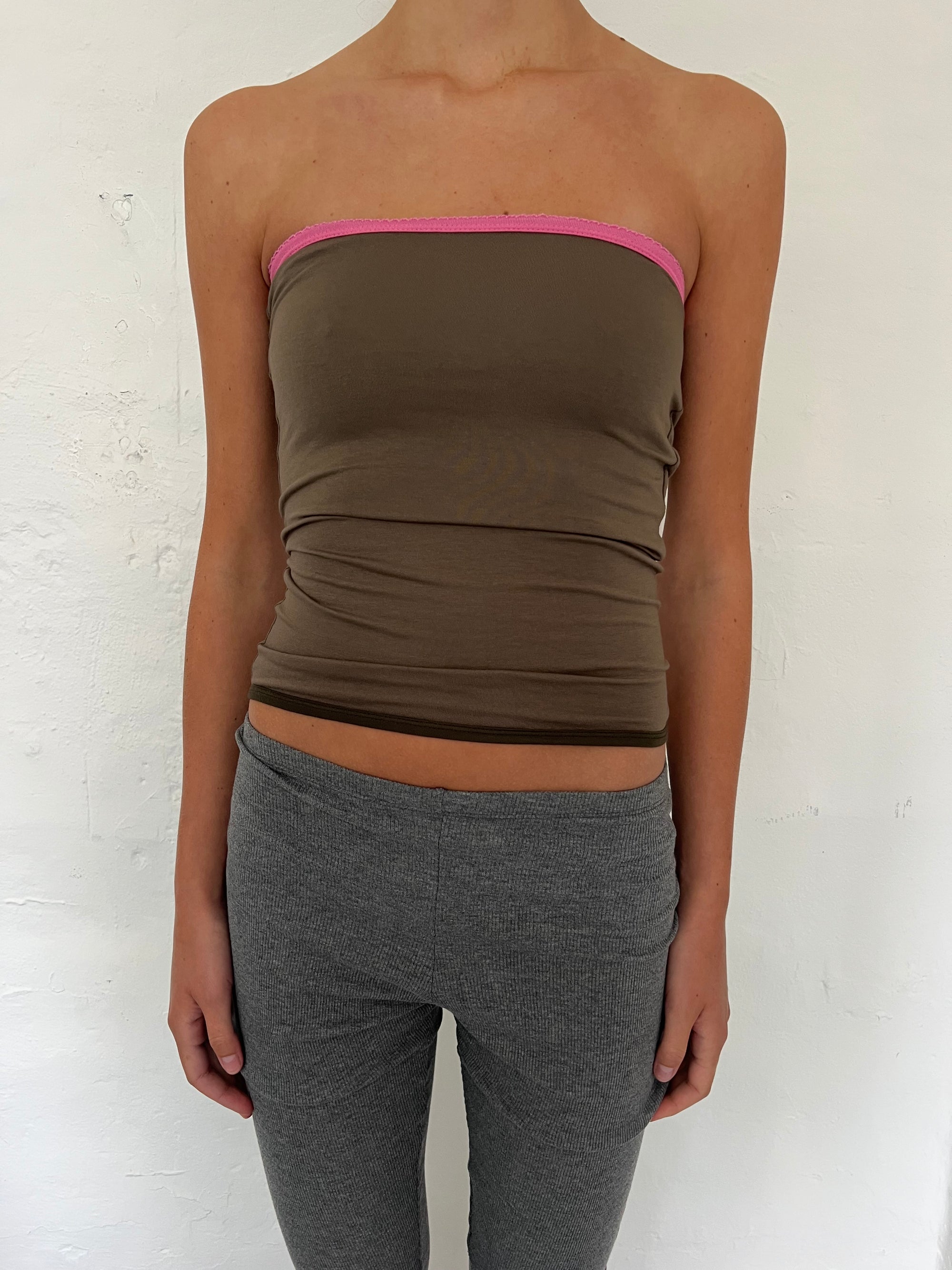 2-piece top in viscose, picoeta pink/olive/army