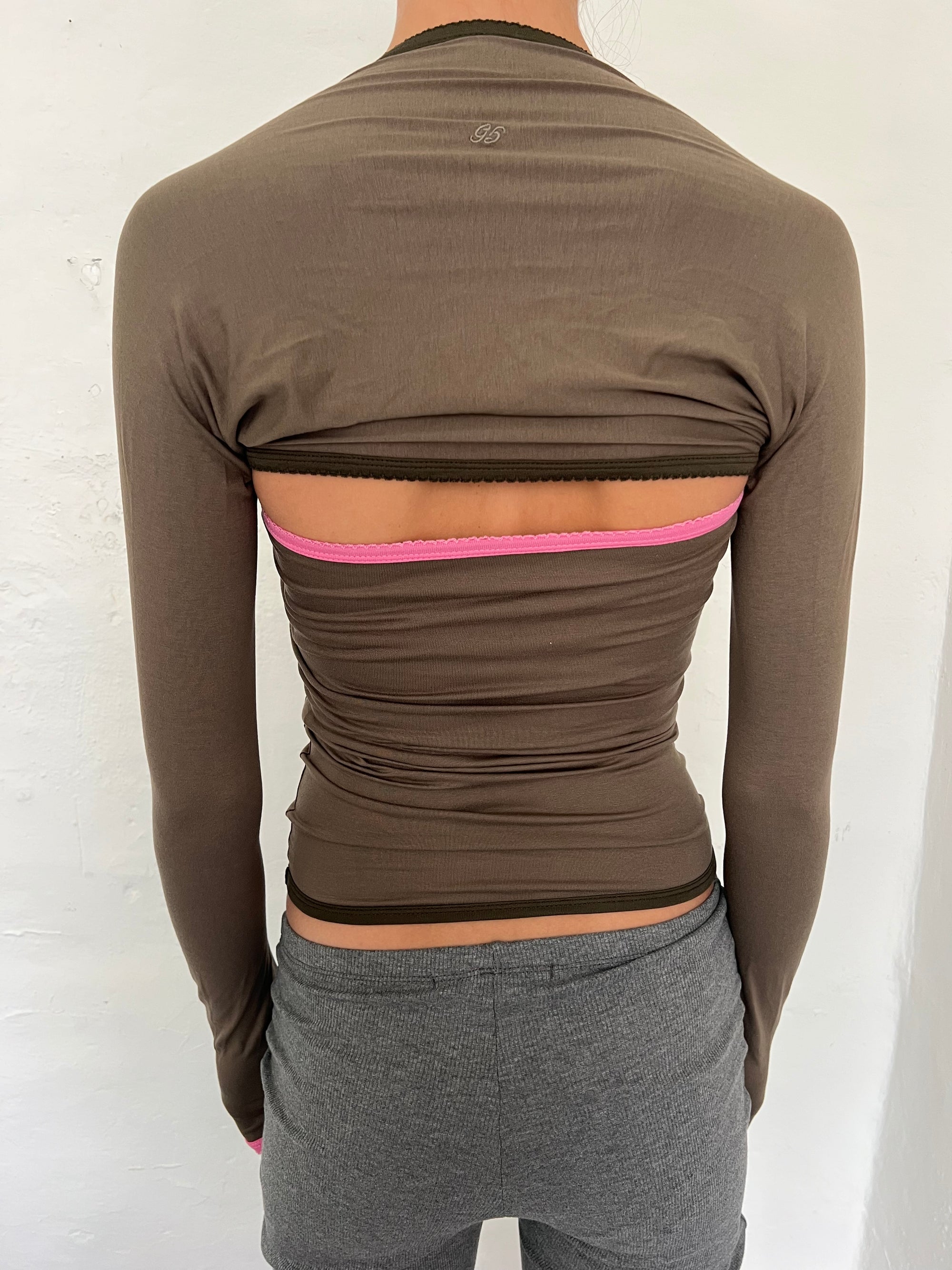 2-piece top in viscose, picoeta pink/olive/army