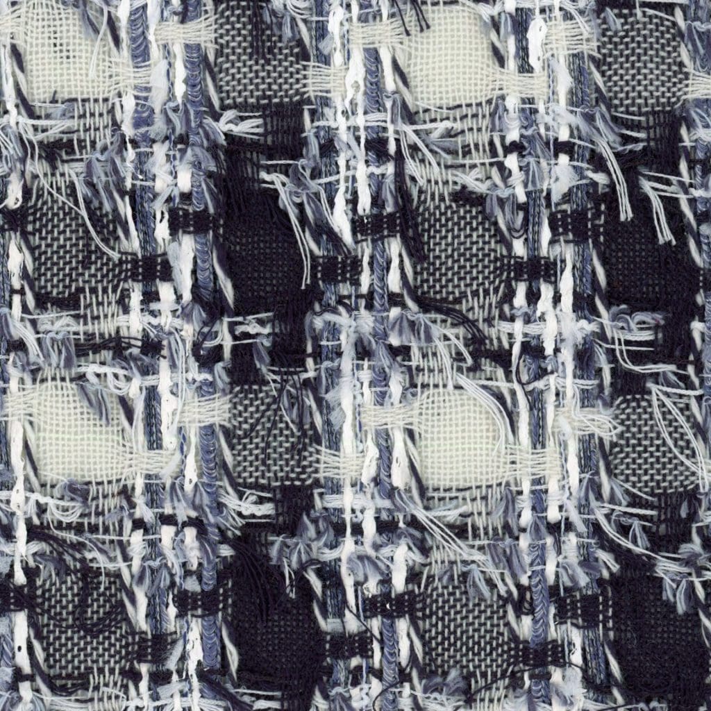 Hooded zip-up jacket in bouclé wool blend, navy white flag