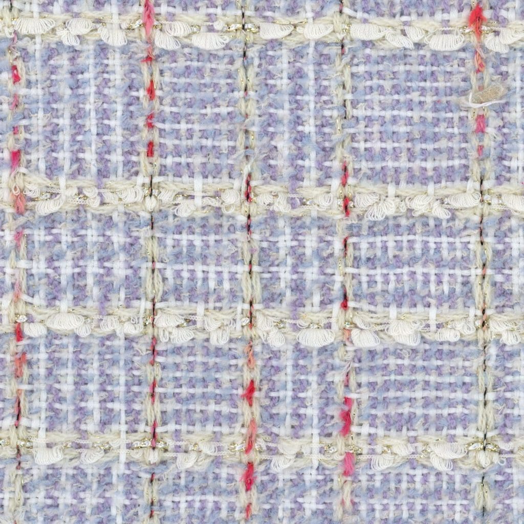 Hooded zip-up jacket in bouclé wool blend, cornflower lilac