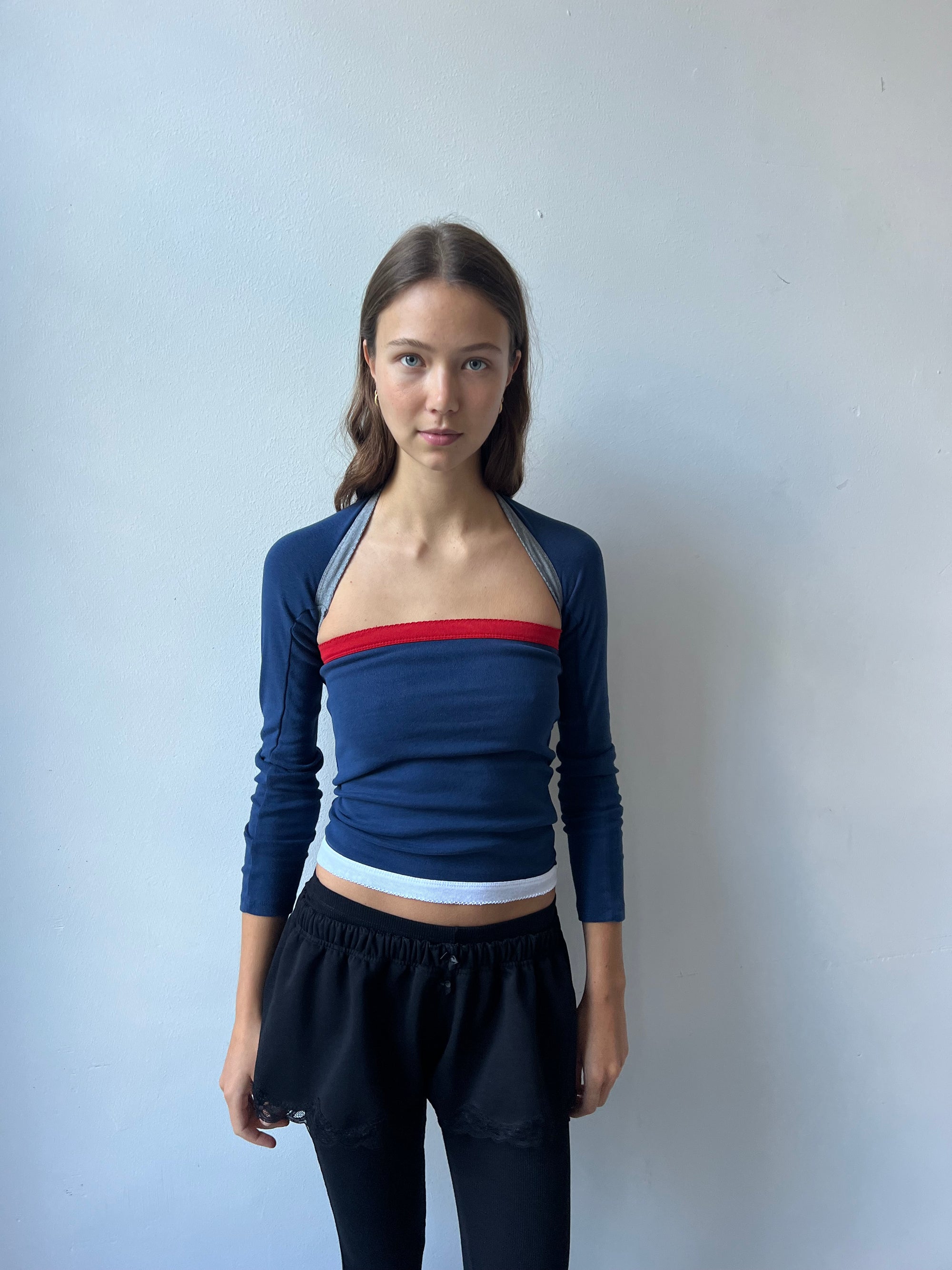 2-piece top in cotton, picoeta red/navy/white/grey