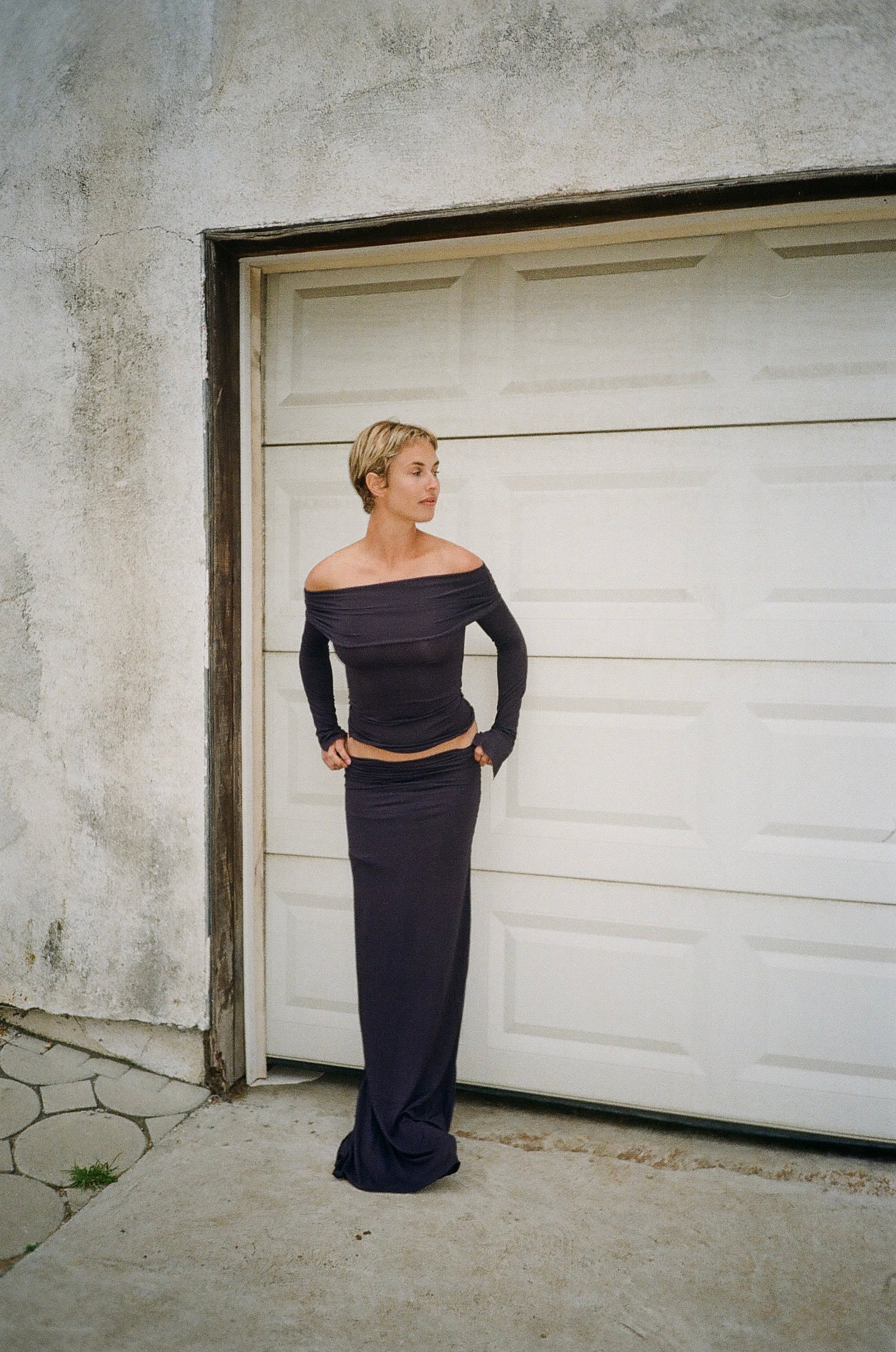 Skirt in viscose, navy