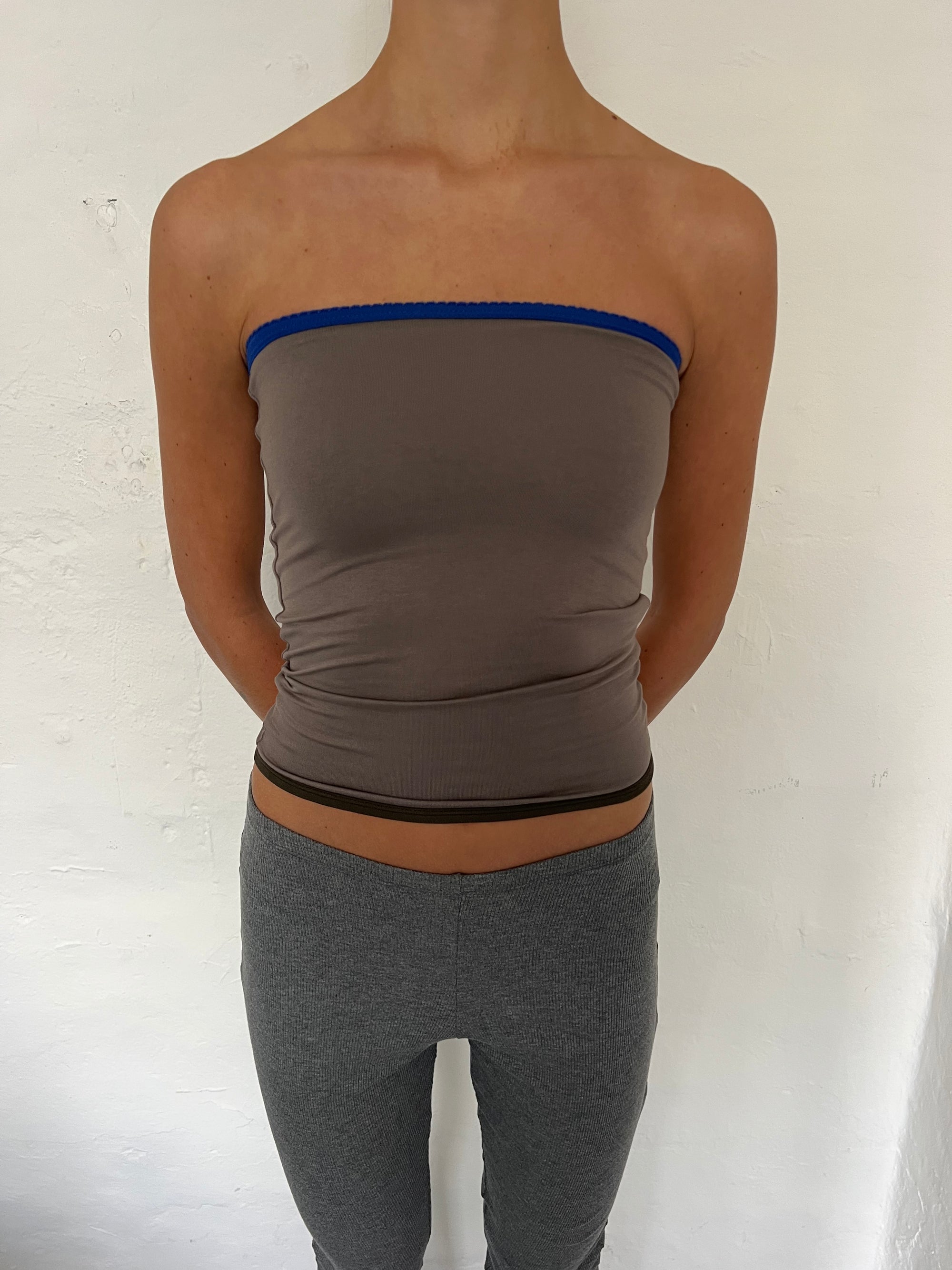 Bandeau top in viscose, picoeta electric/beieggrey/brown