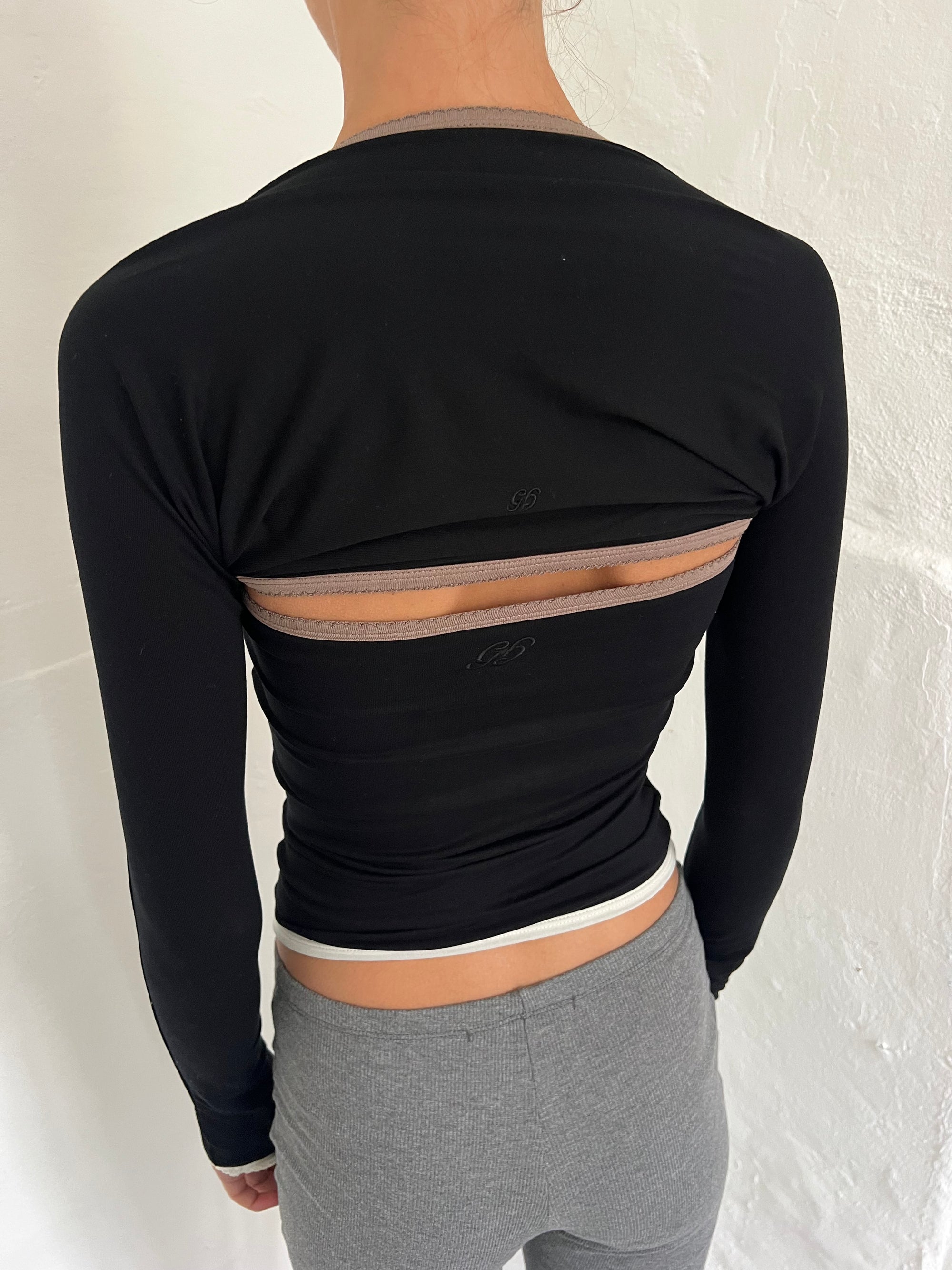2-piece top in viscose, picoeta café/black/ivory