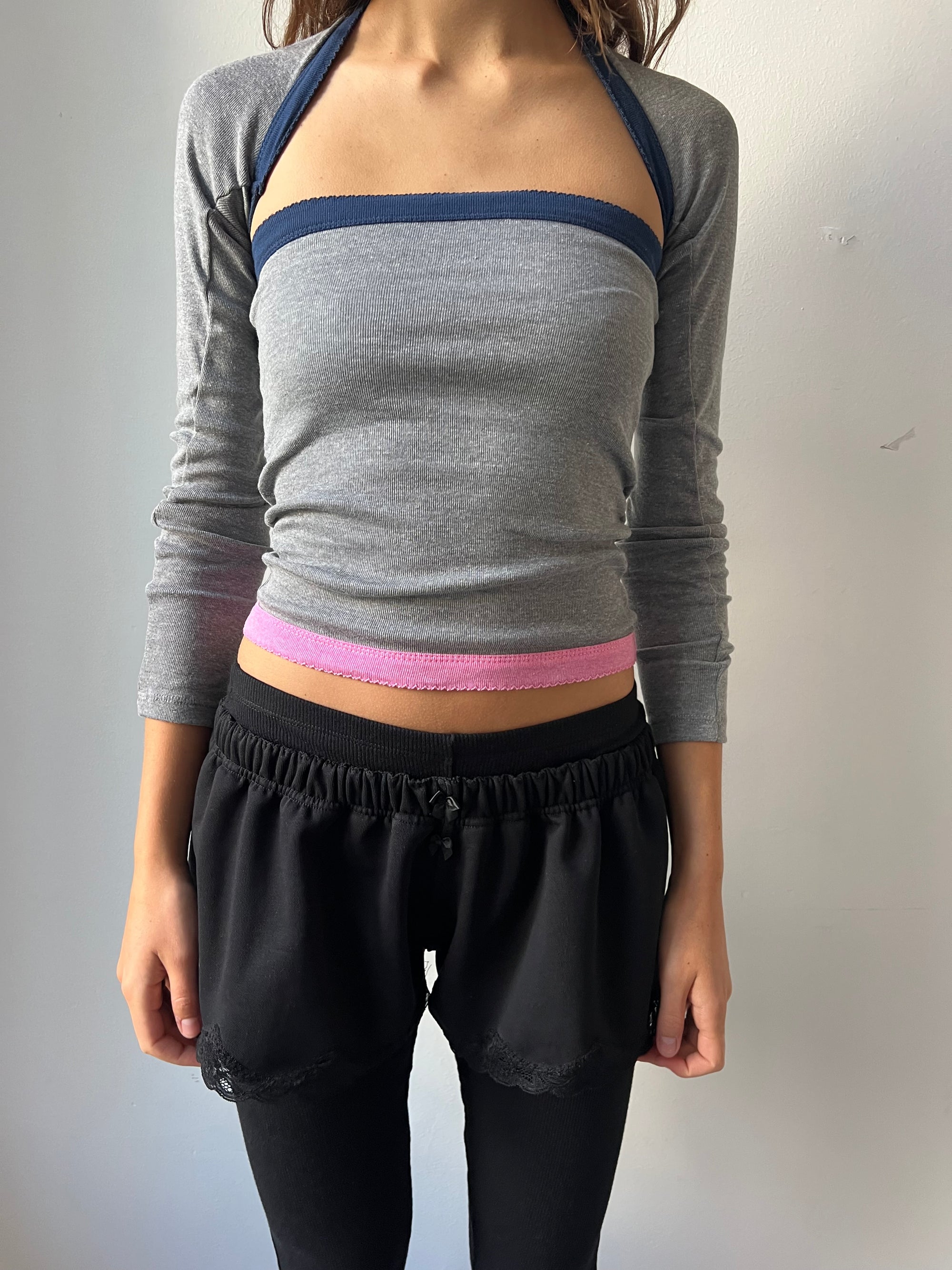 2-piece top in cotton, picoeta navy/darkgrey/pink