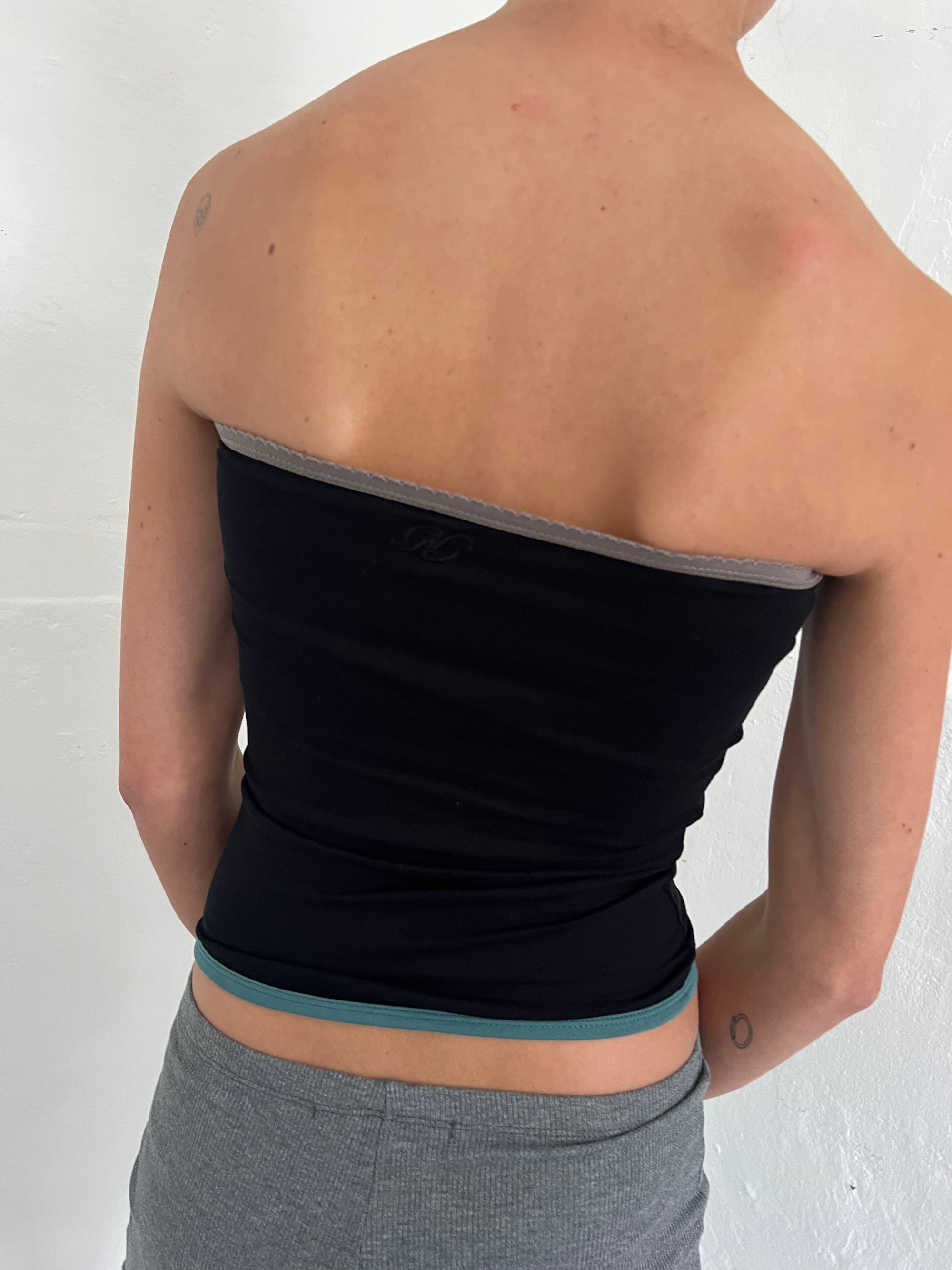 Bandeau top in viscose, picoeta café/black/emerald