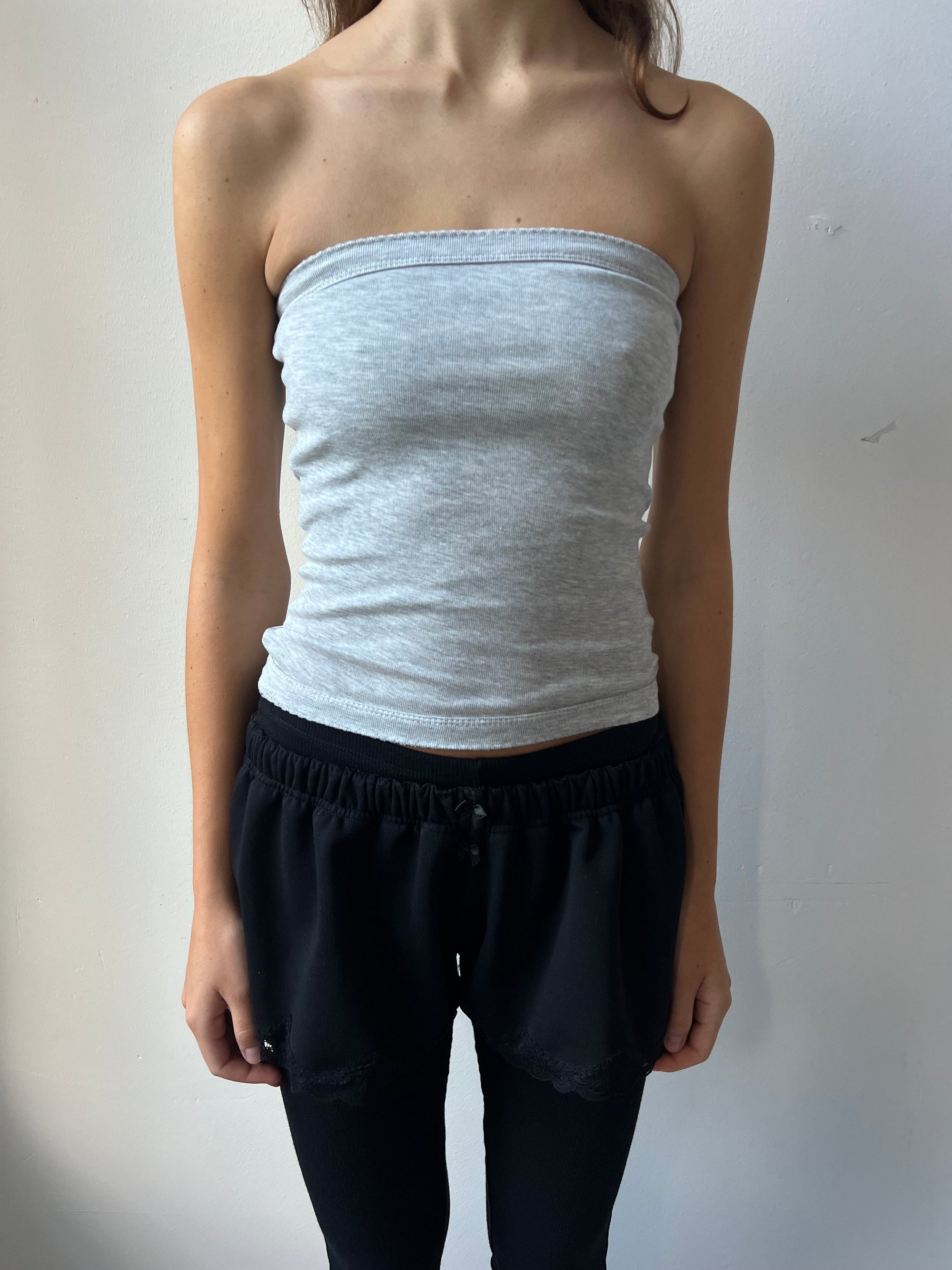 Bandeau top in cotton, grey