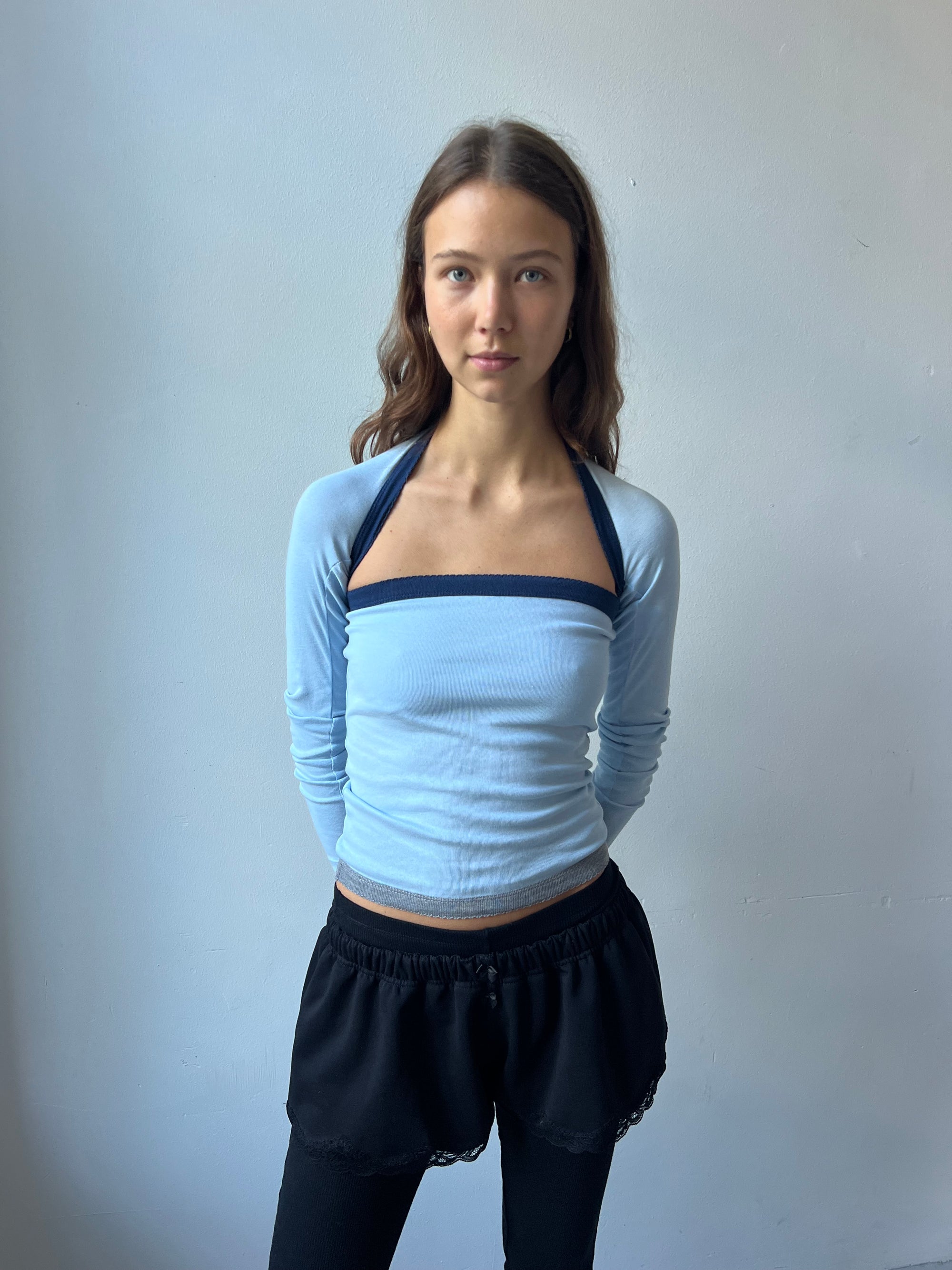2-piece top in cotton, picoeta navy/blue/grey
