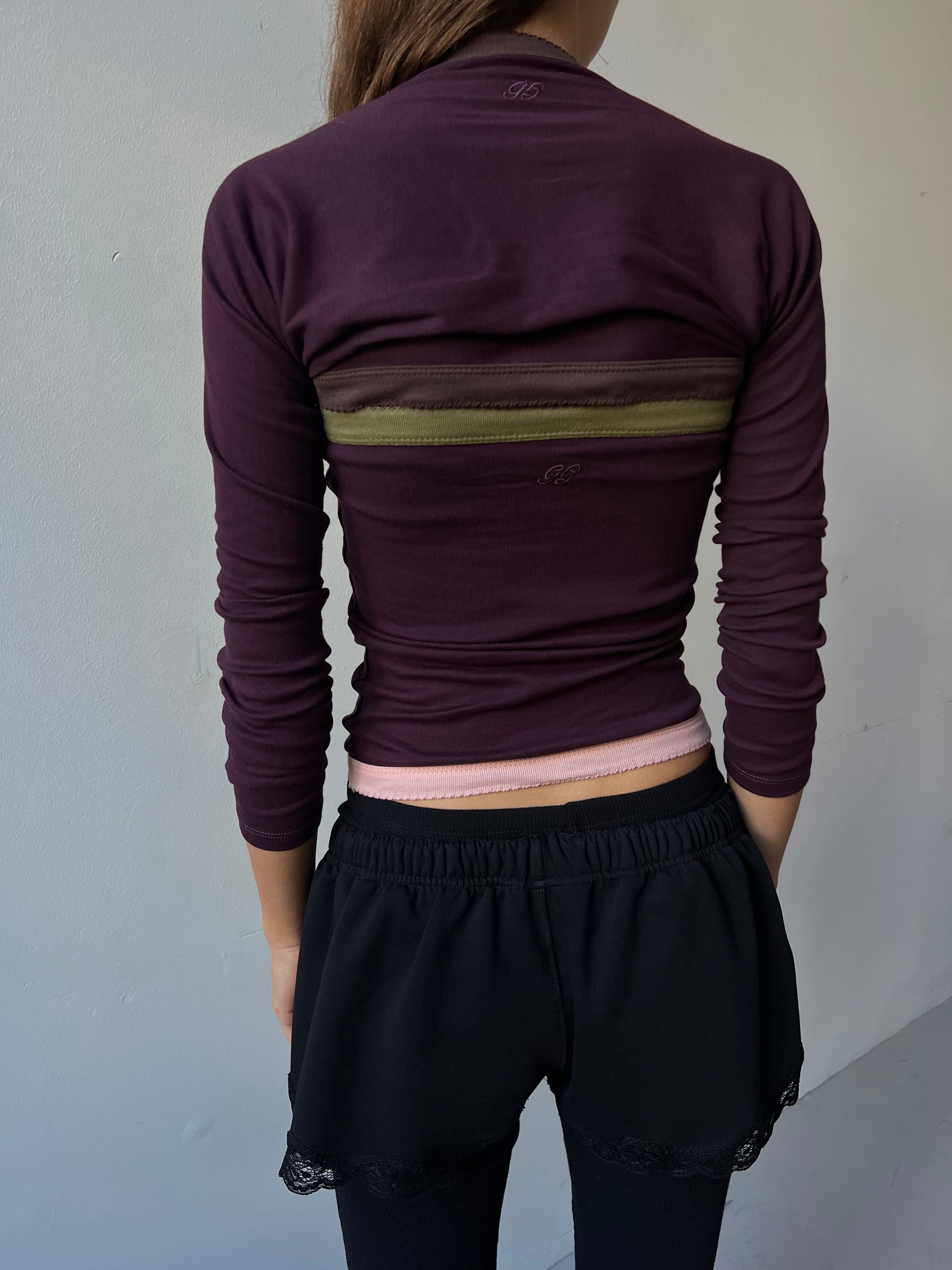 2-piece top in cotton, picoeta khaki/aubergine/pink
