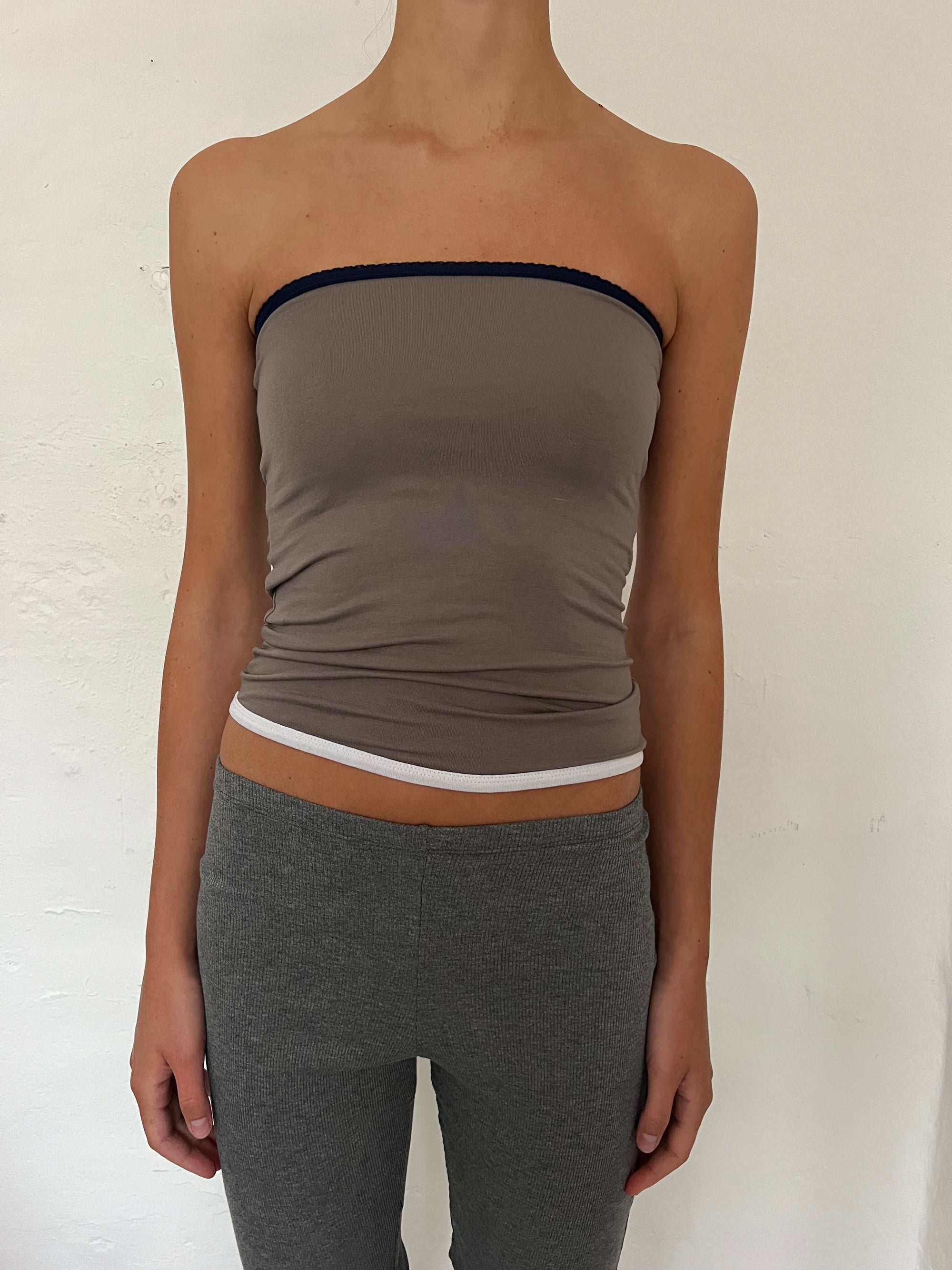 2-piece top in viscose, picoeta navy/grey/ivory