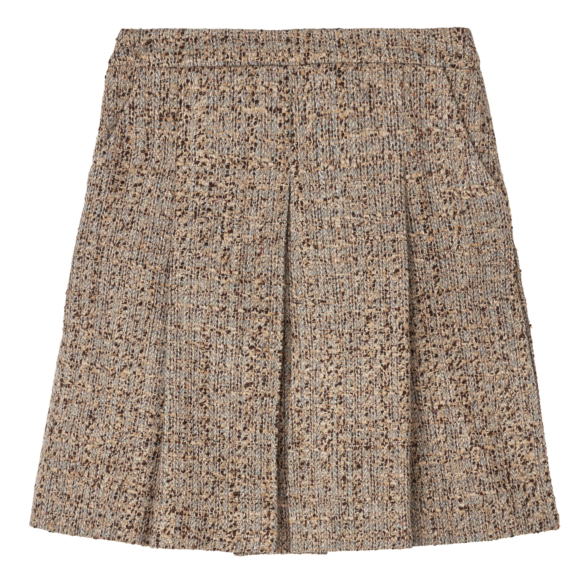 Full-lenght pleated skirt in mushroom bouclé wool blend