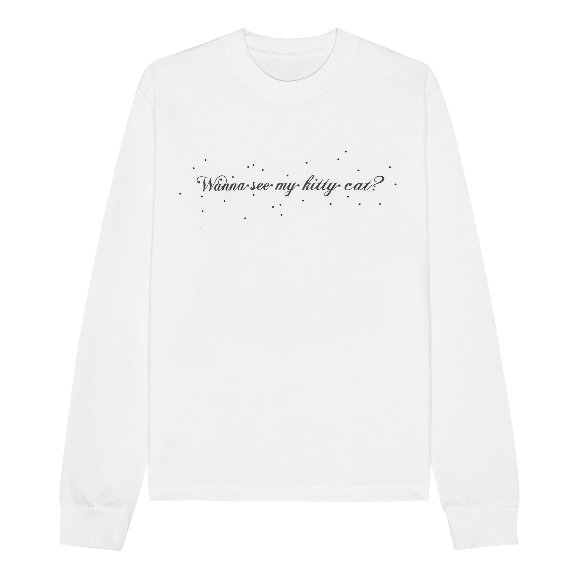Oversized fit long sleeve cat t-shirt in cotton blend, white