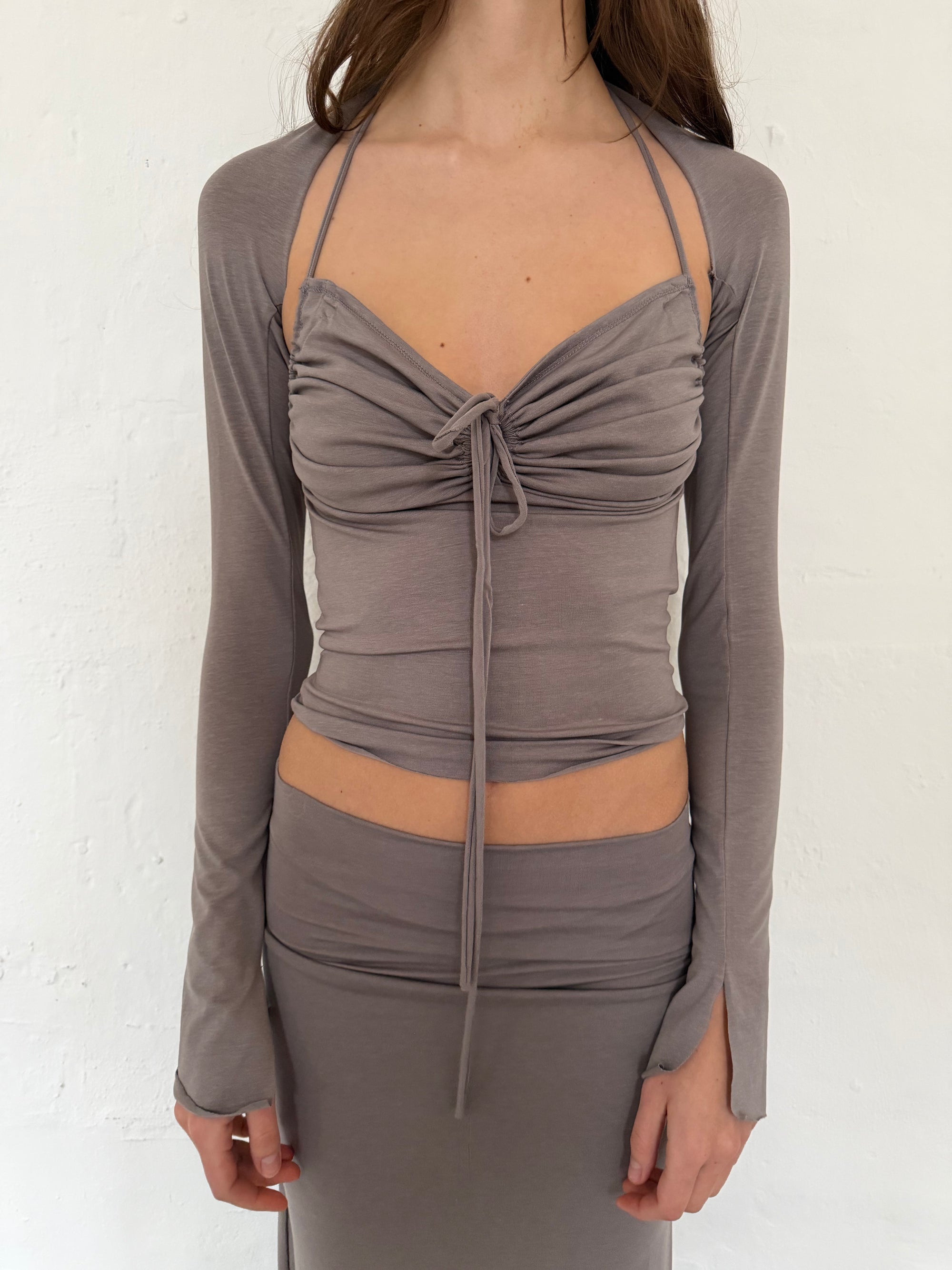 Bustier top in viscose, taupe