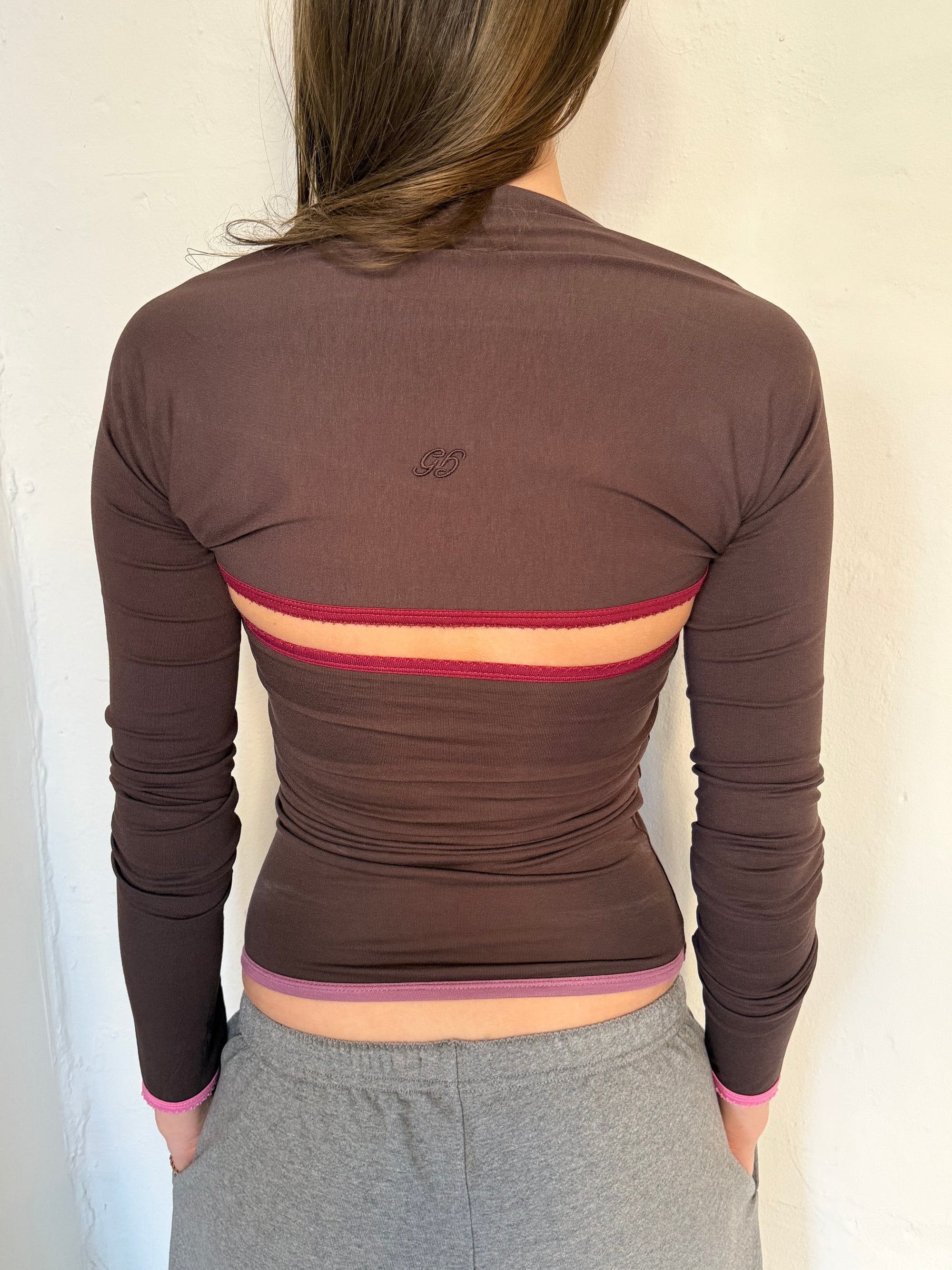 2-piece Top in Cotton, Burgundy/Brown/Rose