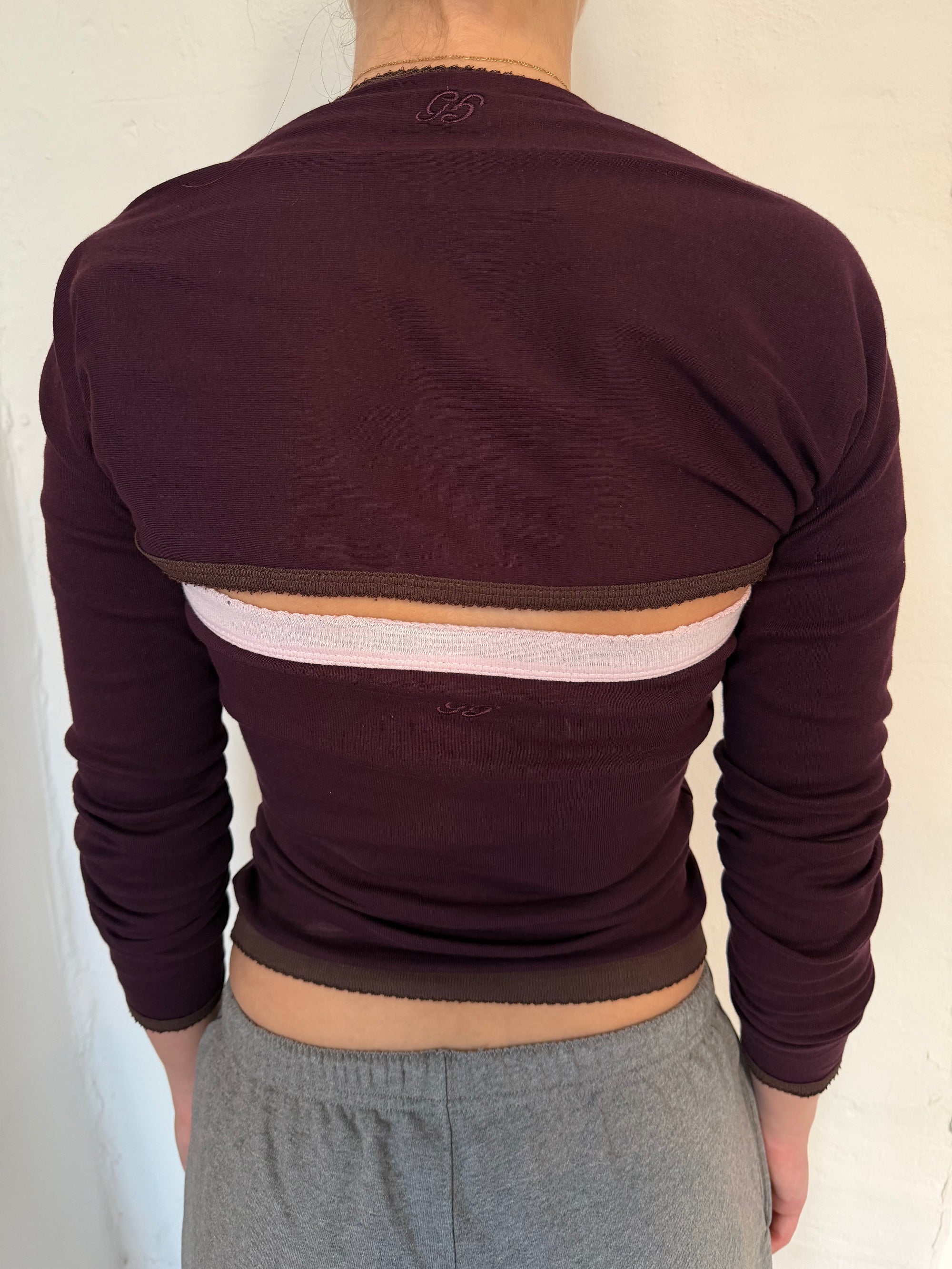 2-piece Top in Cotton, Brown/Aubergine/Pink