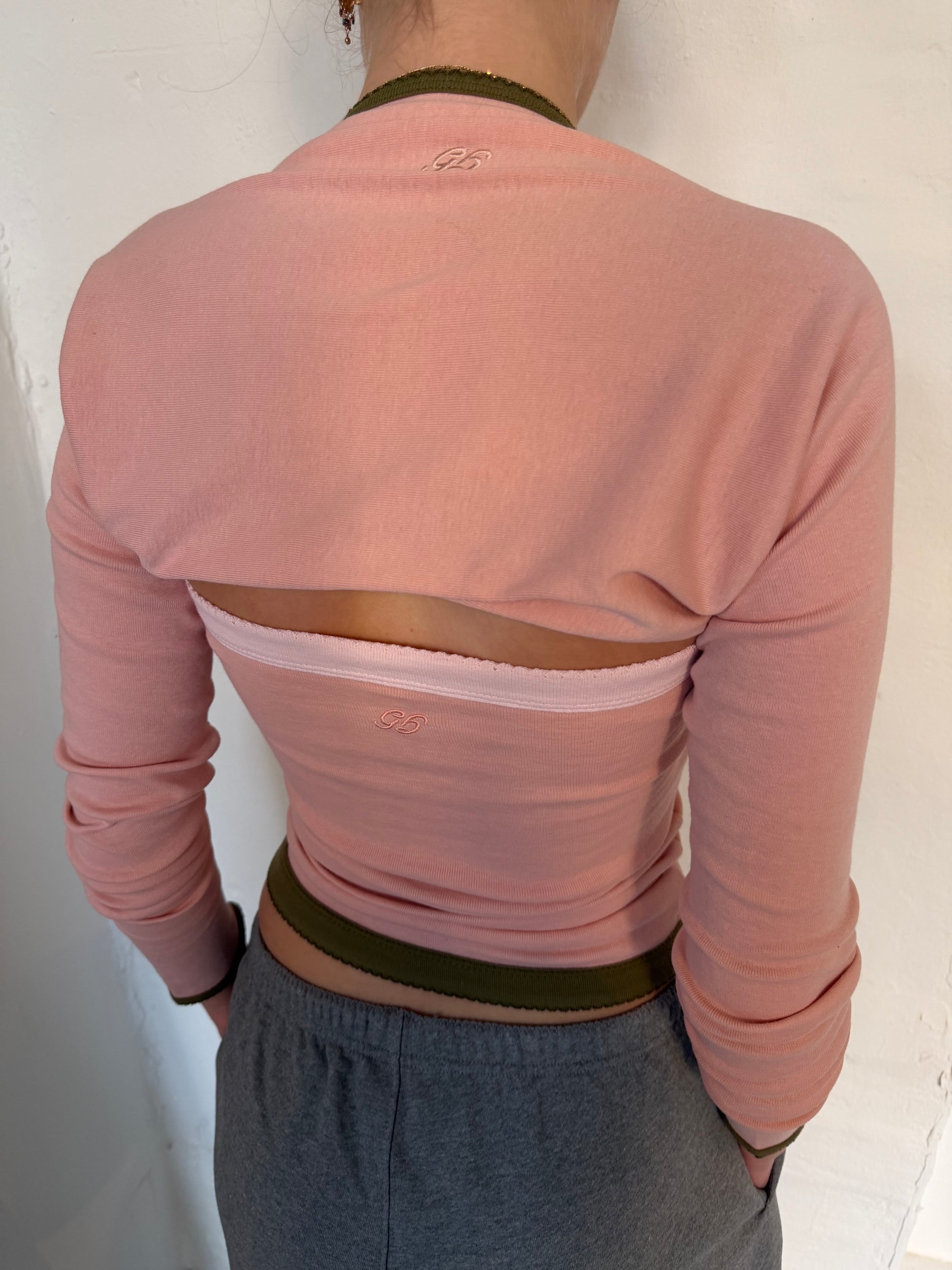 2-piece Top in Cotton, Khaki/Pink/Lightpink