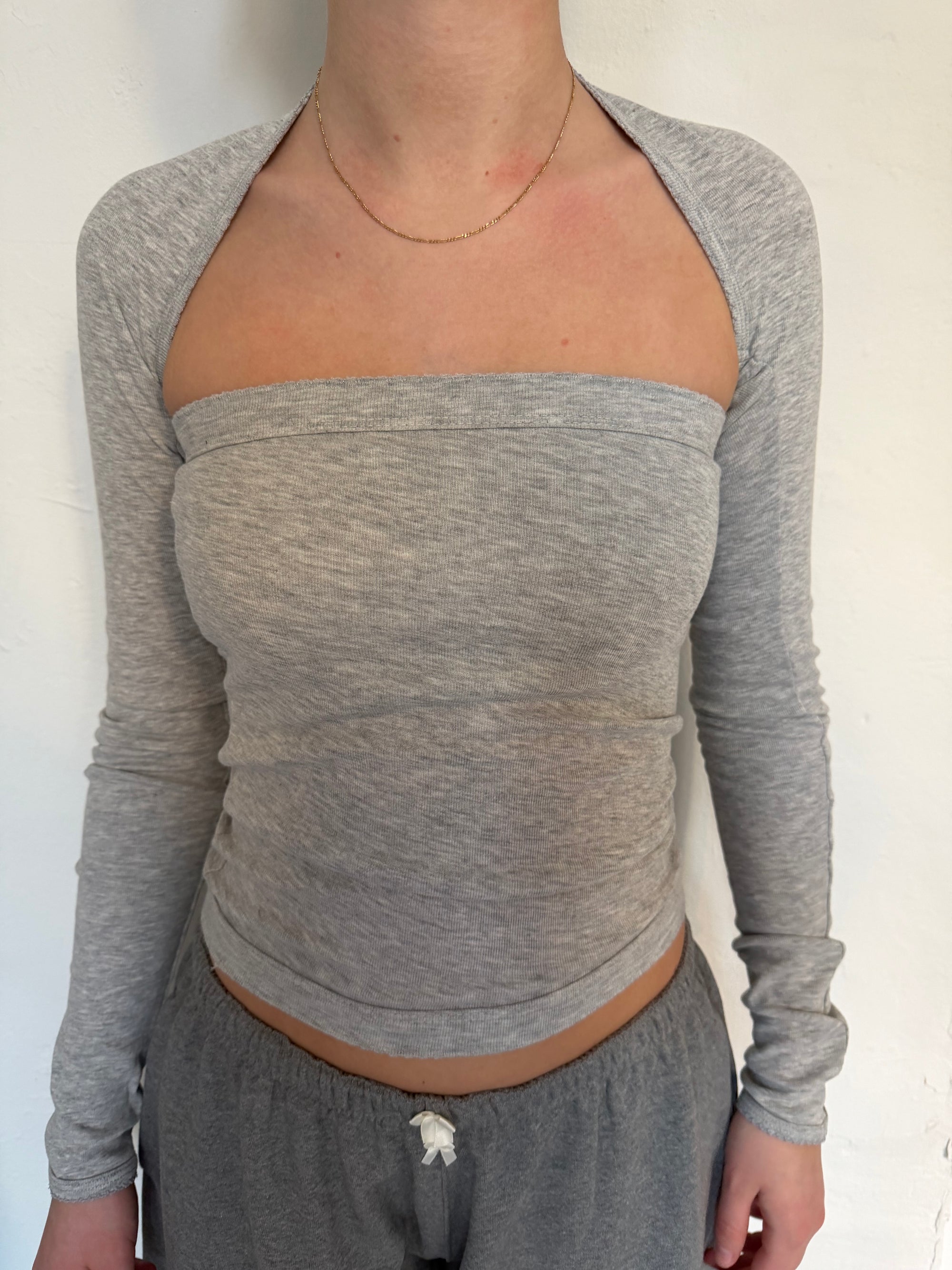 2-piece top in cotton, picoeta Grey Melange