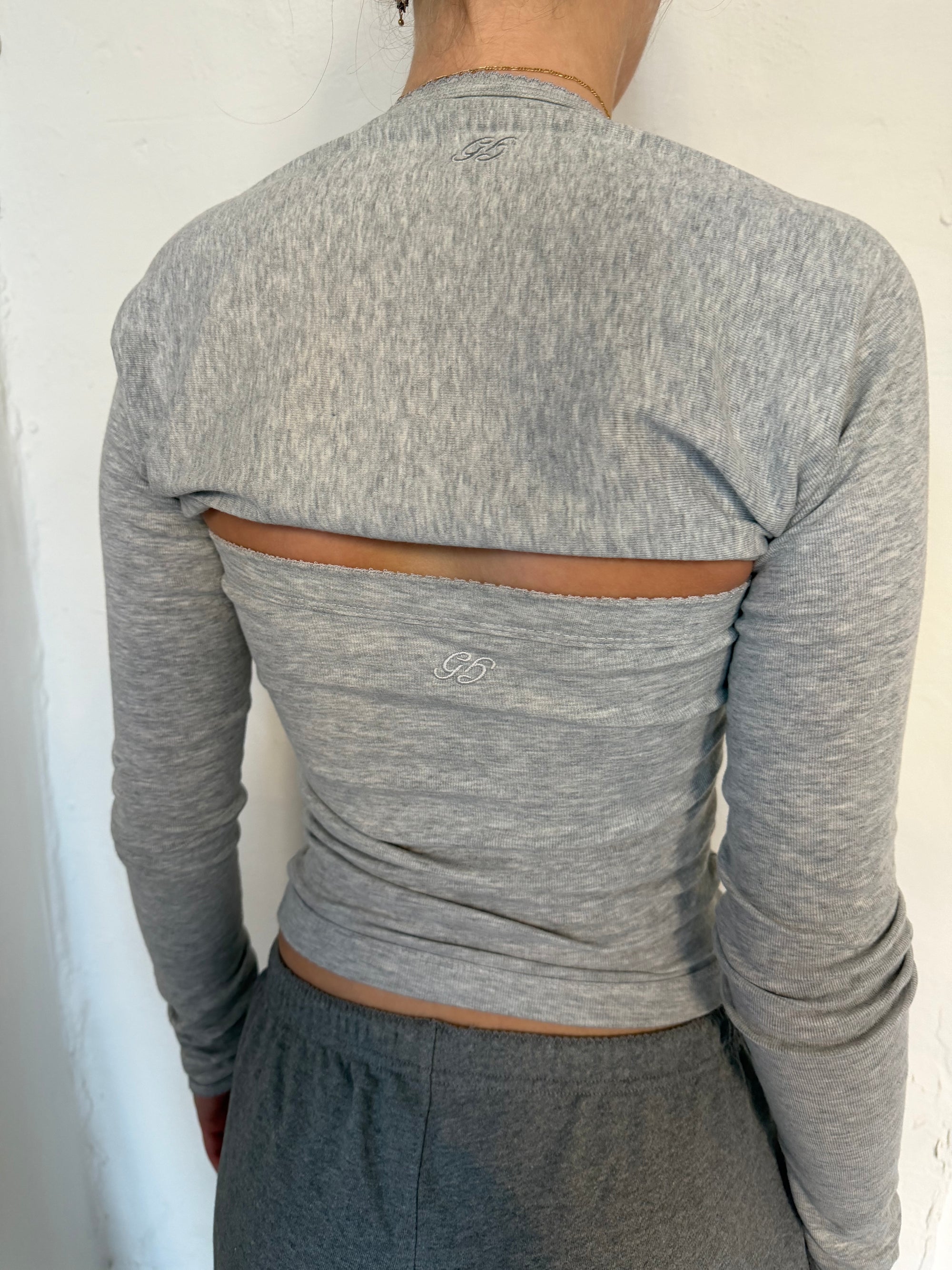 2-piece top in cotton, picoeta Grey Melange