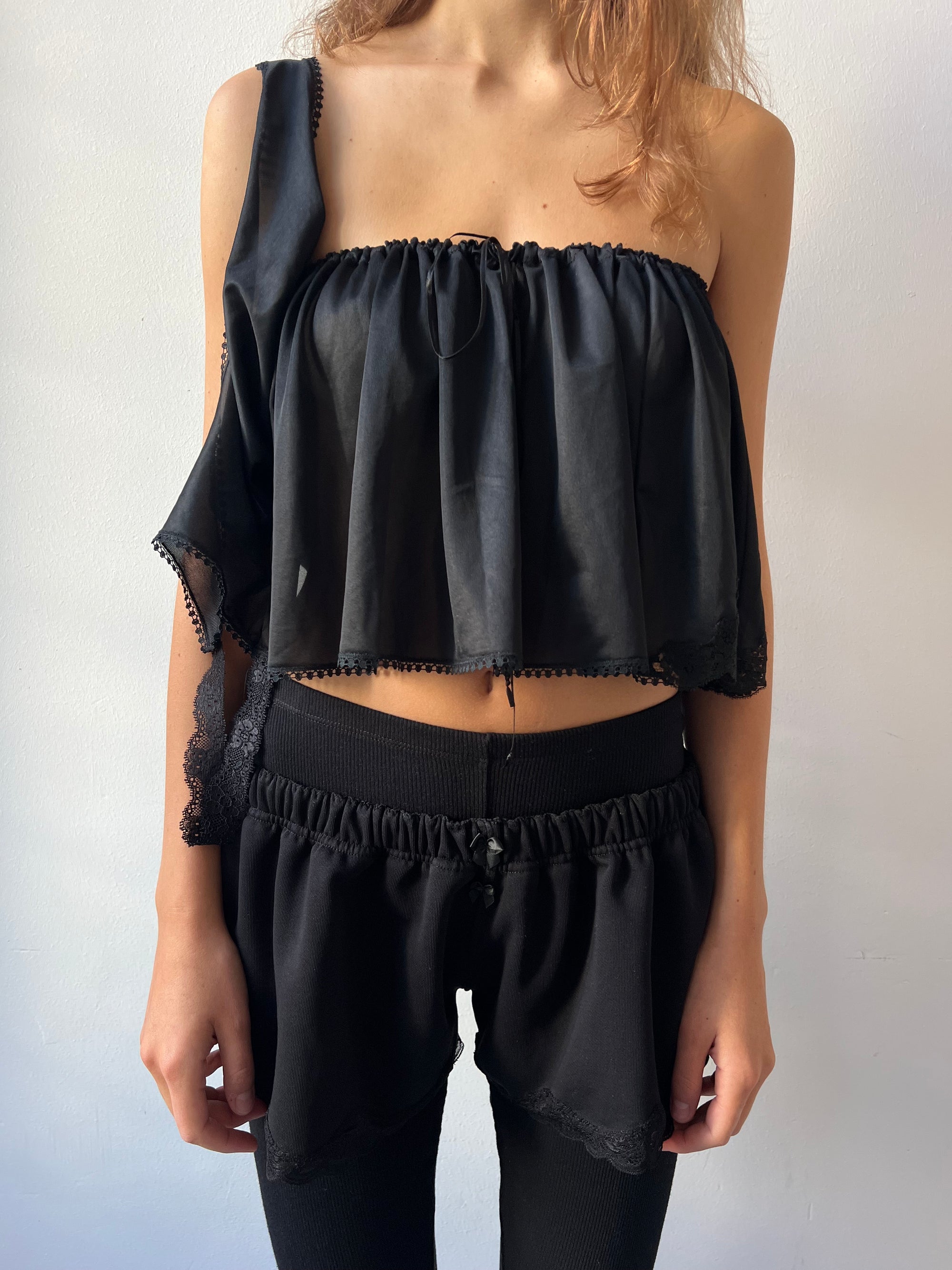 Nightgown 3-in-1 piece in nylon, black