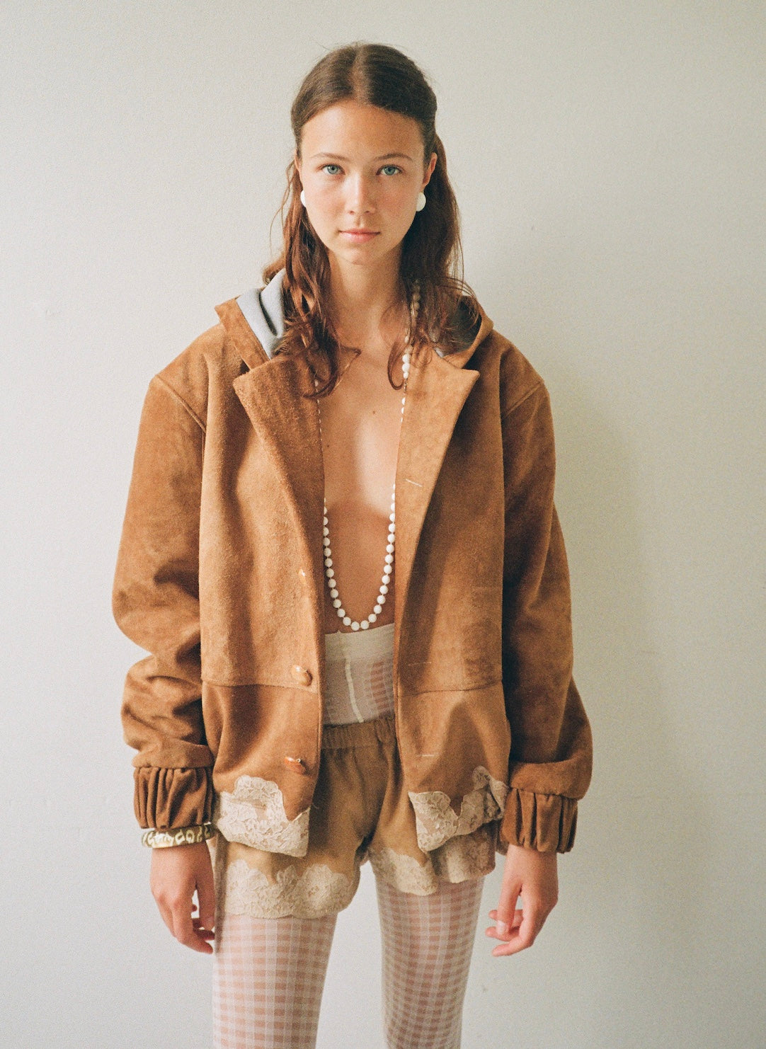 made to order, Hooded button-up jacket in suede lambskin