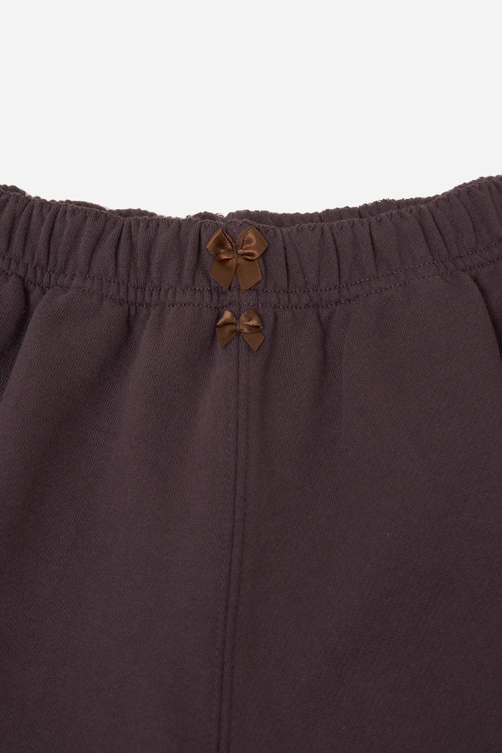 Lace Bermuda Sweatshorts in Cotton, Cocoa Brown