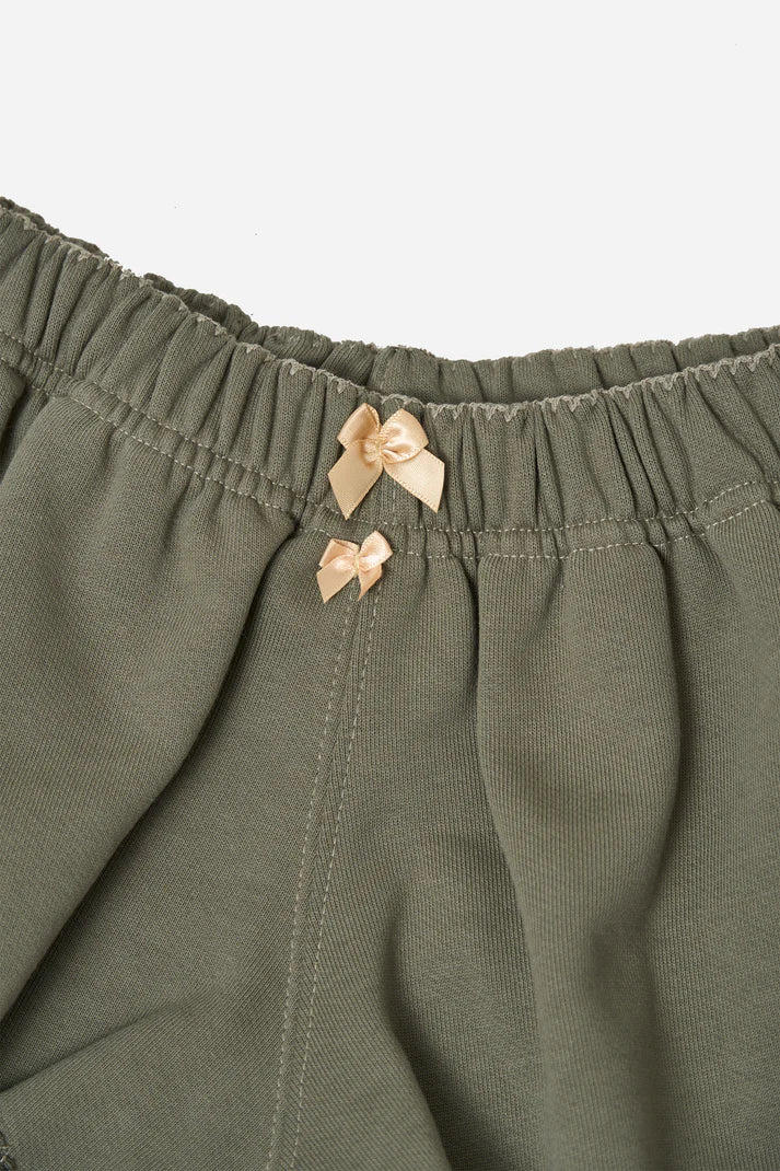 Lace Mini Sweat Shorts in cotton, Khaki