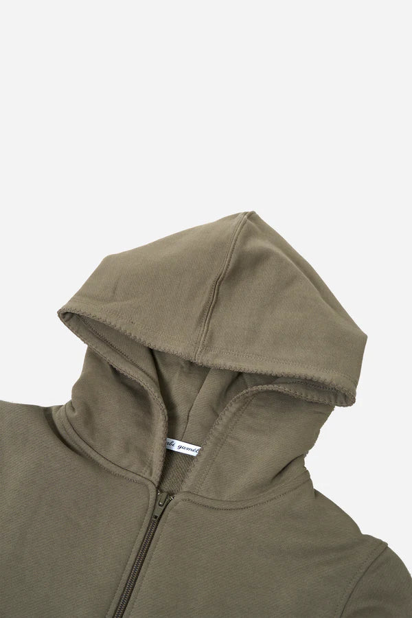 Lace Zip-up Hoodie in Cotton, Khaki