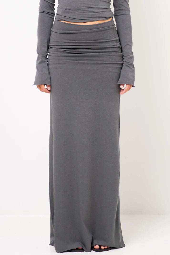 Full-Lenght Skirt in Viscose, Petrolium
