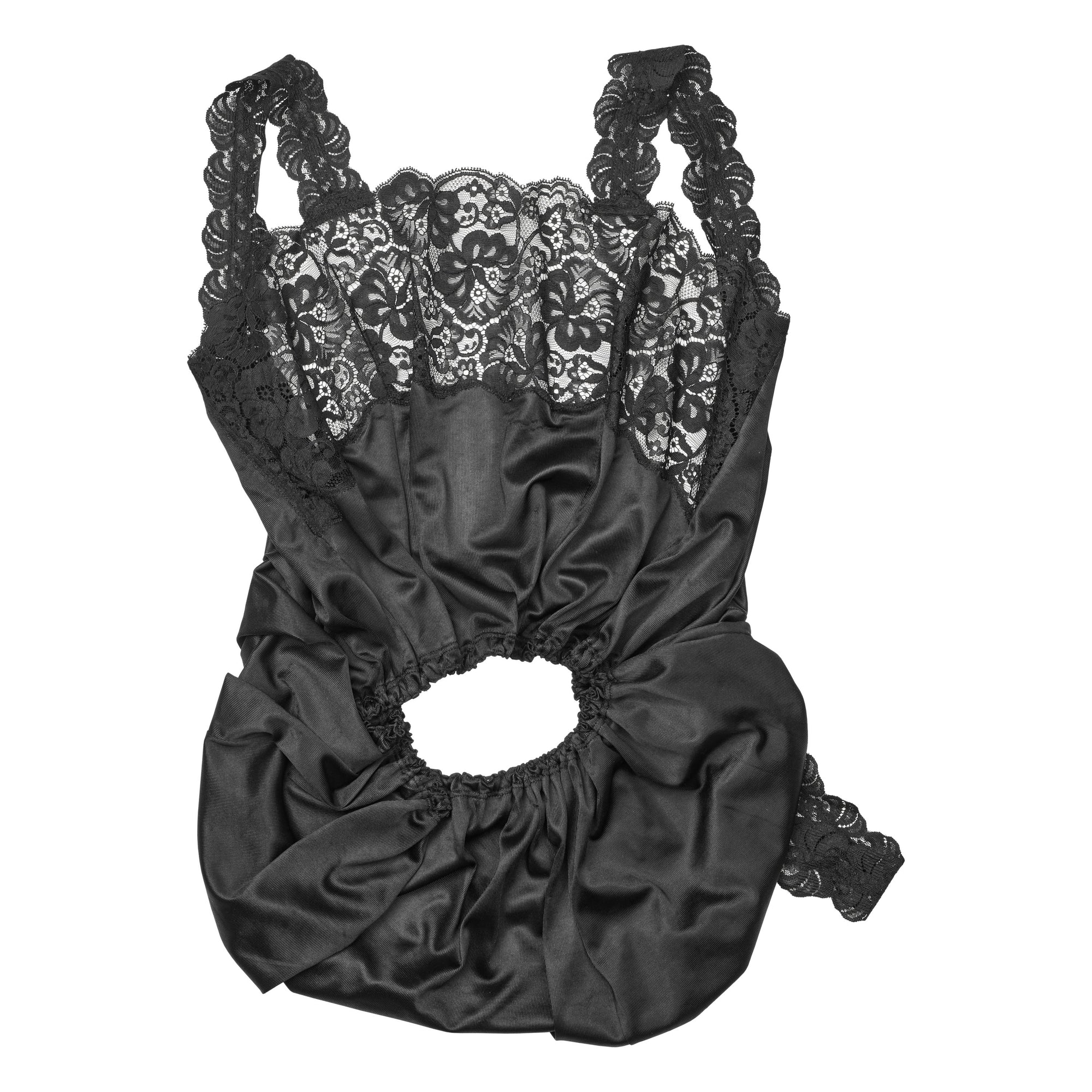 Nightgown 3-in-1 piece in nylon, black