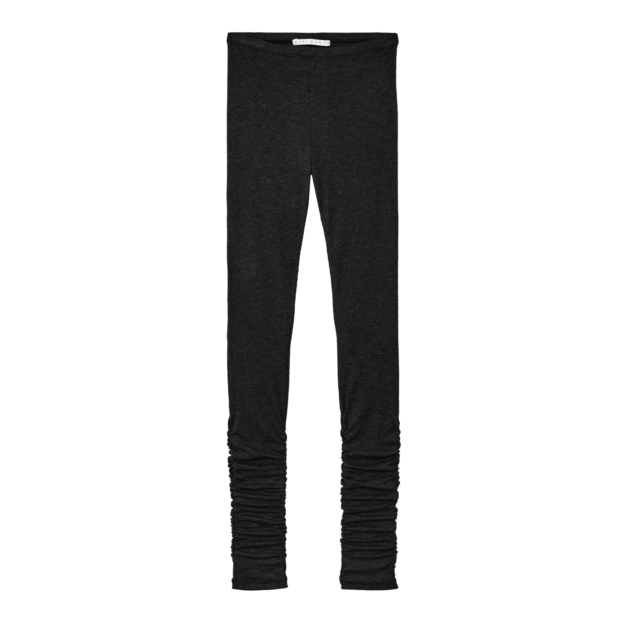 Draped leggings in ribbed cotton, black