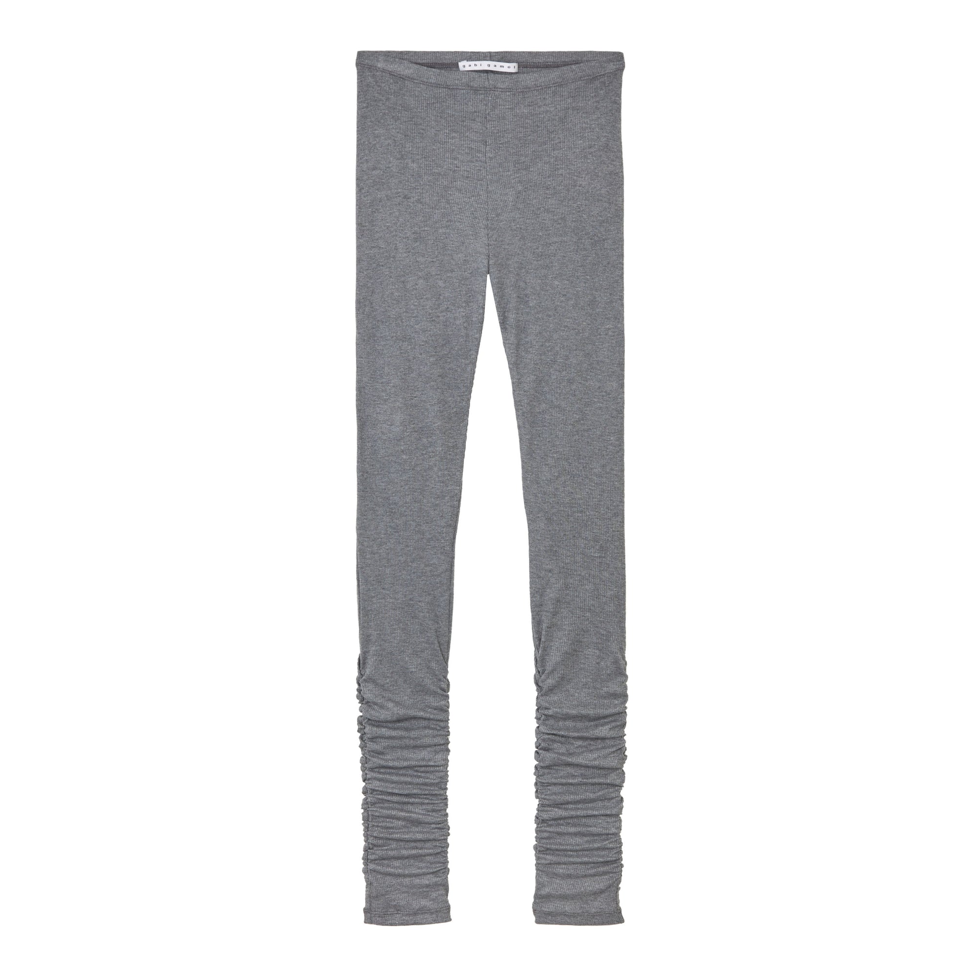 Draped leggings in ribbed cotton, dark grey melange