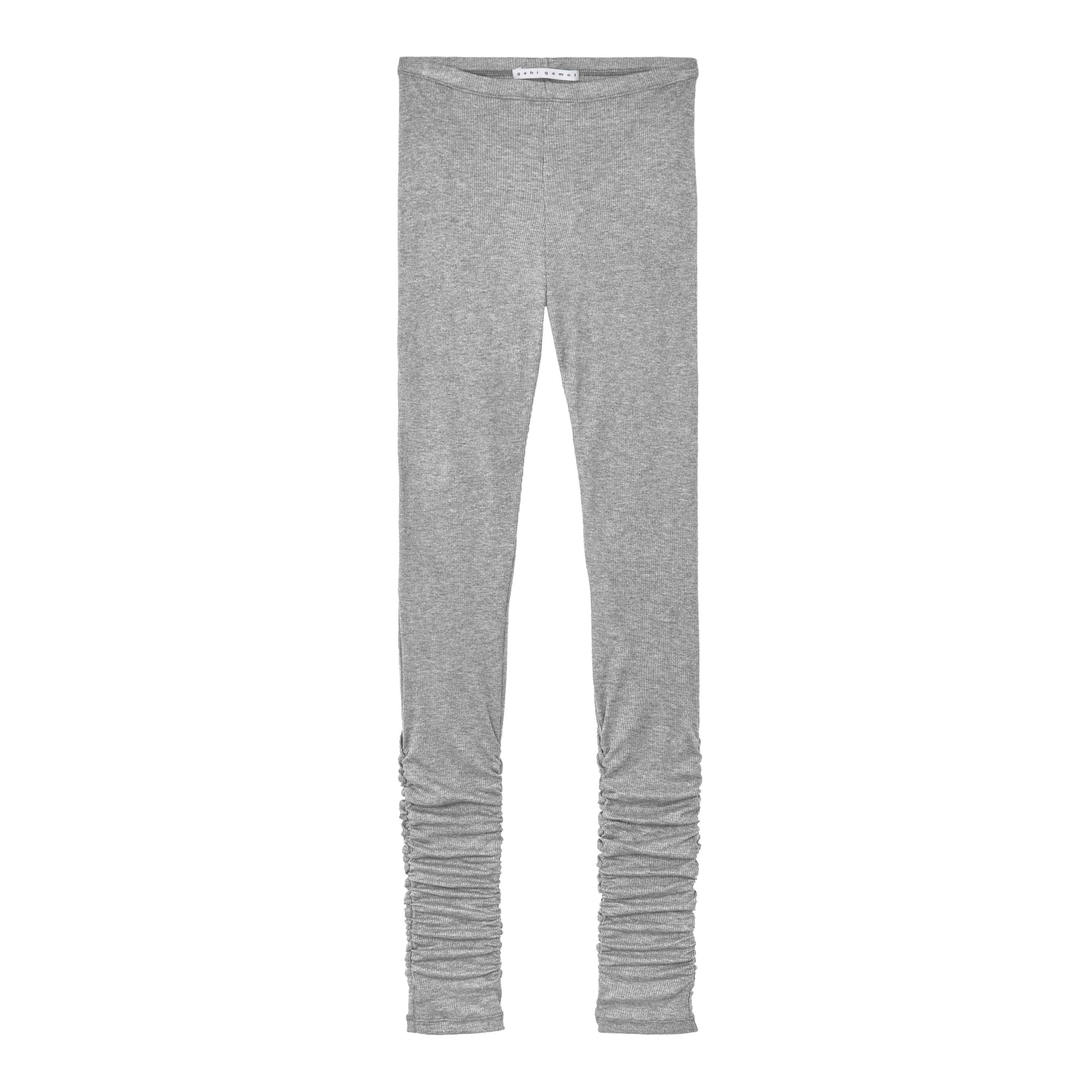 Draped leggings in ribbed cotton, light grey