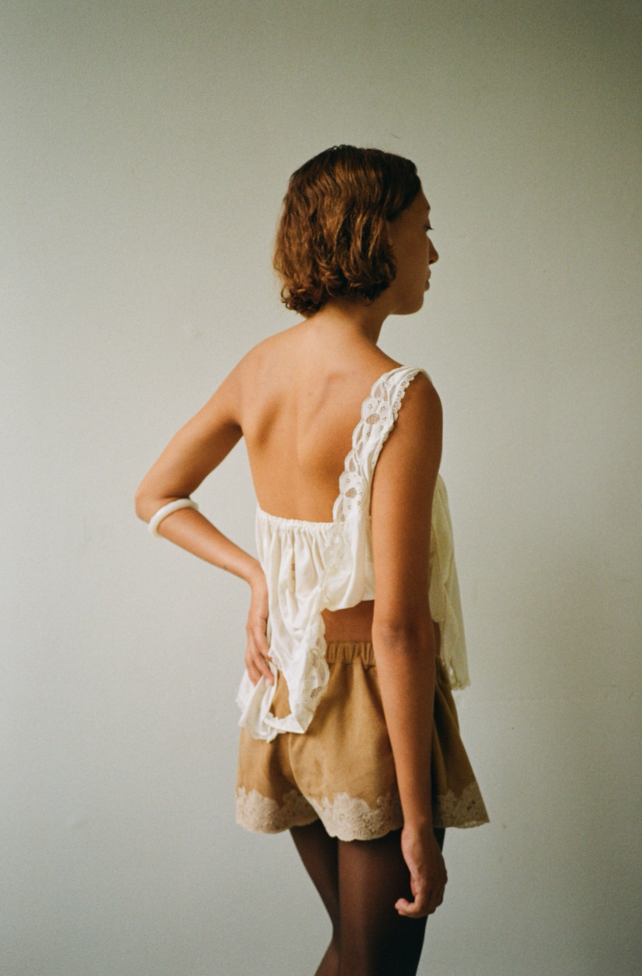 Nightgown 3-in-1 piece in polyester, champagne